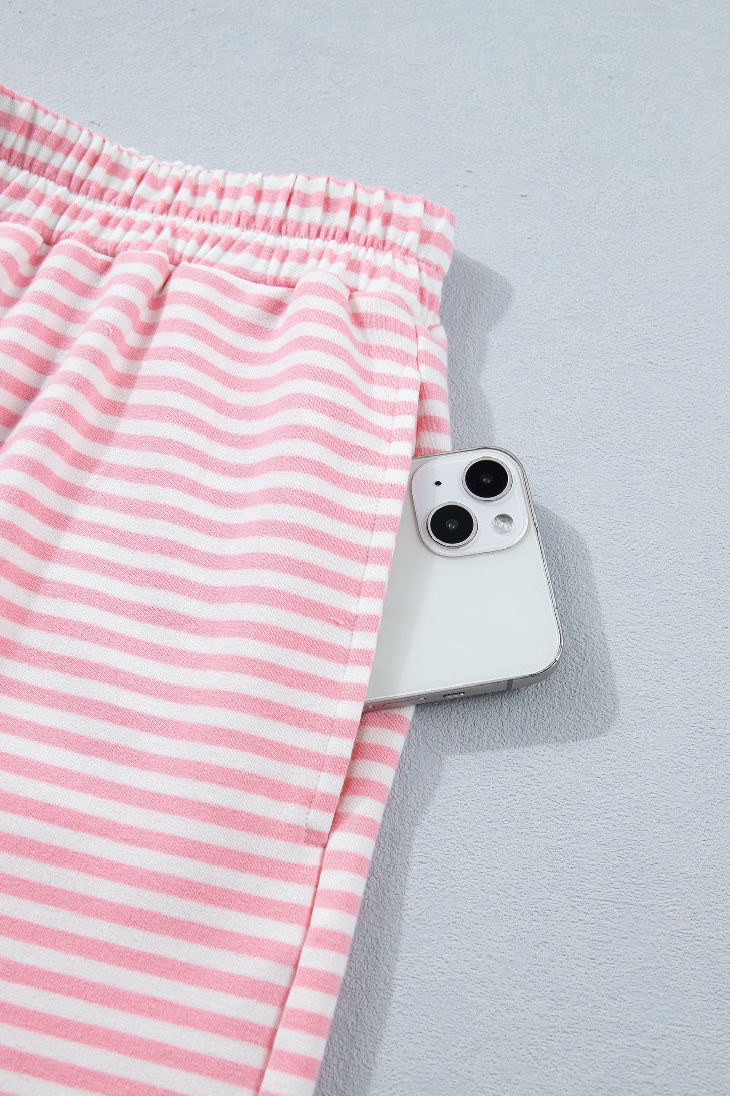 Pink Stripe Shorts Set