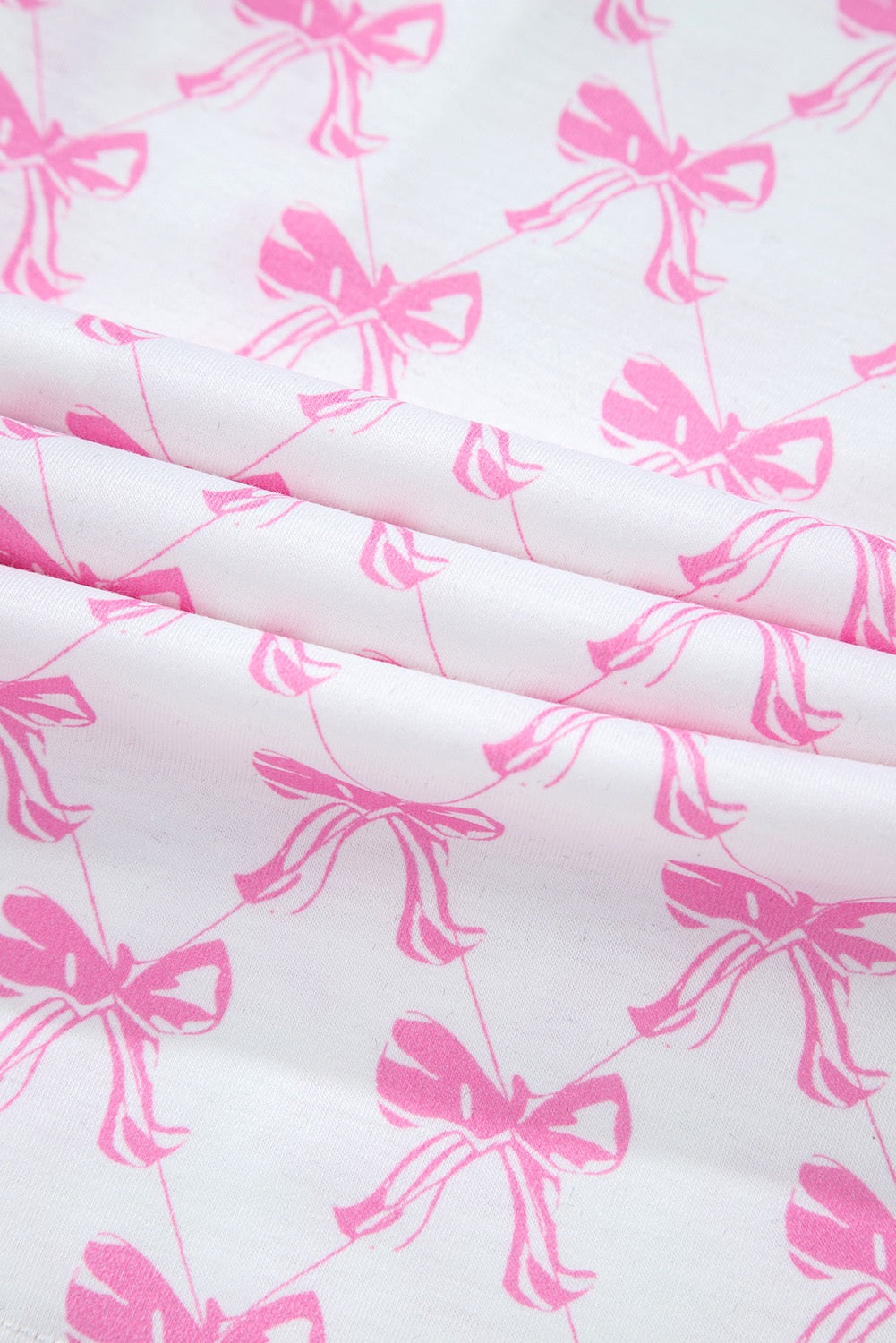 Pink Bow Ruffle Hem Short Set
