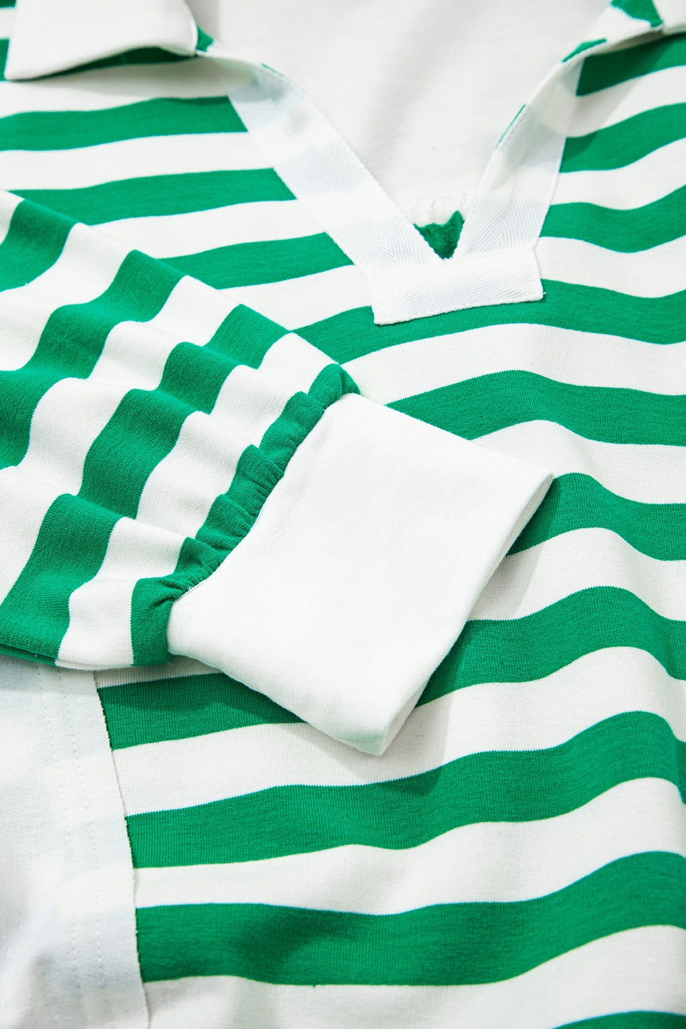 Green Stripe Cropped Knit Pullover