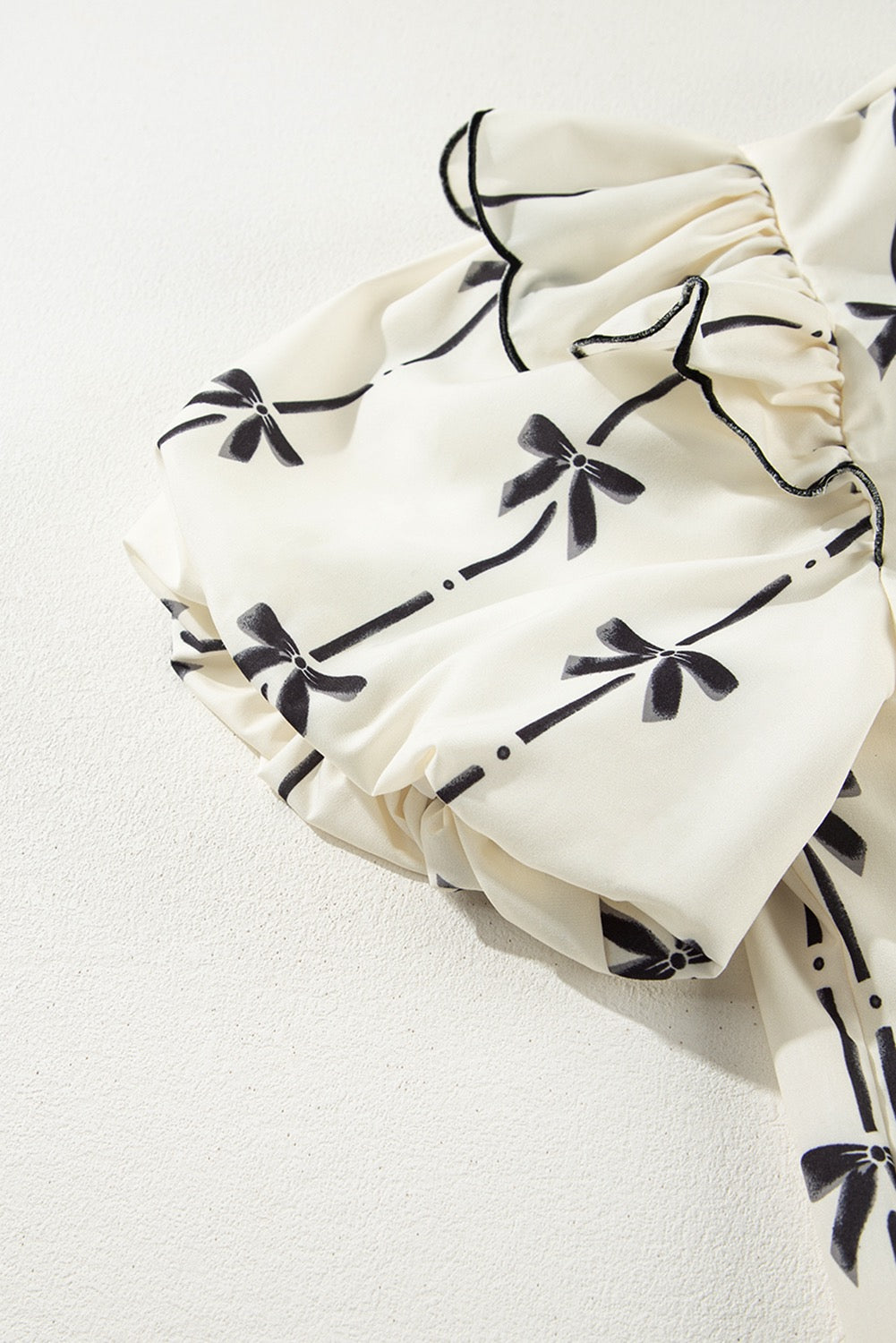 Bubble Sleeve Bow Blouse