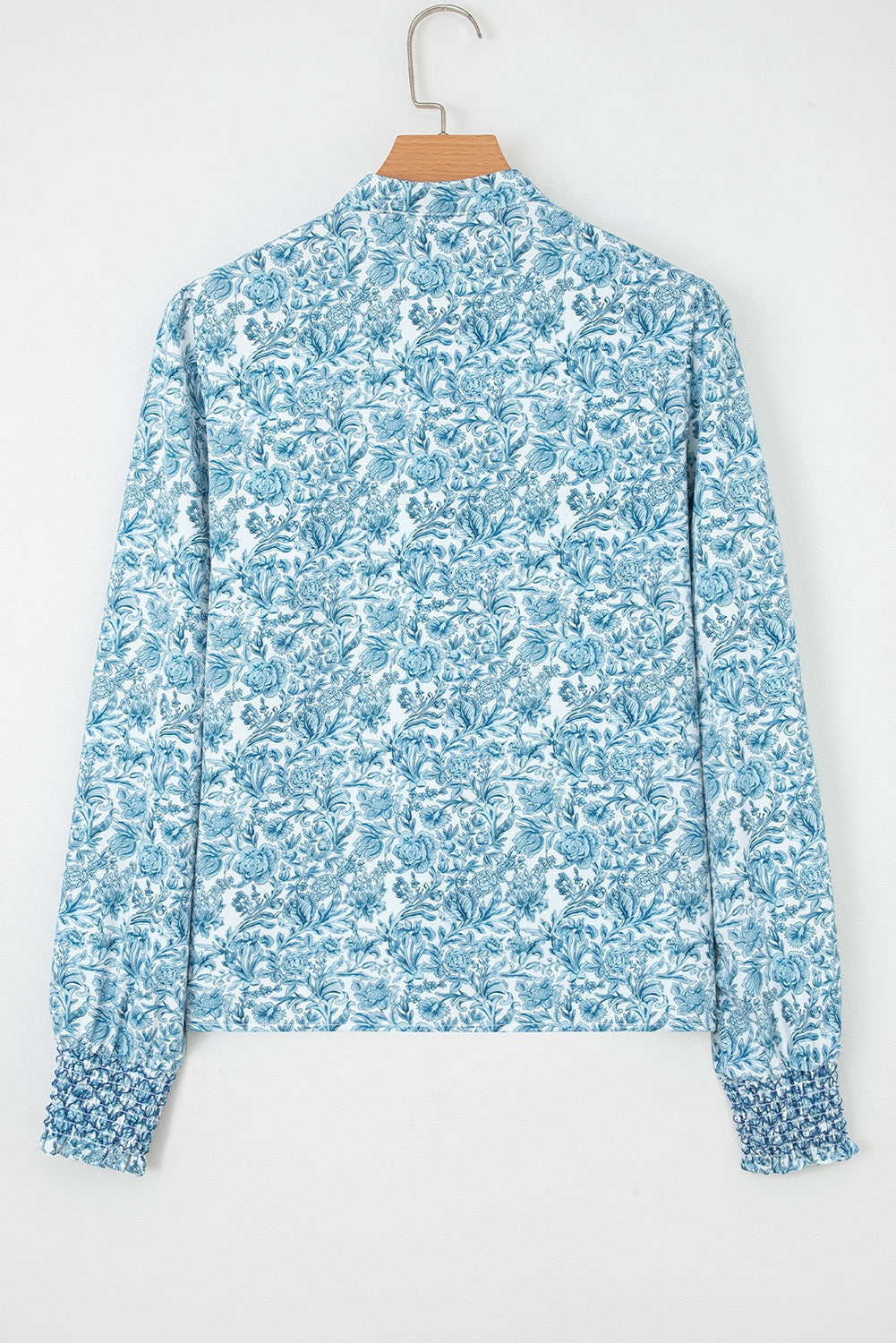 Blue All Over Floral Puff Sleeve Shirt