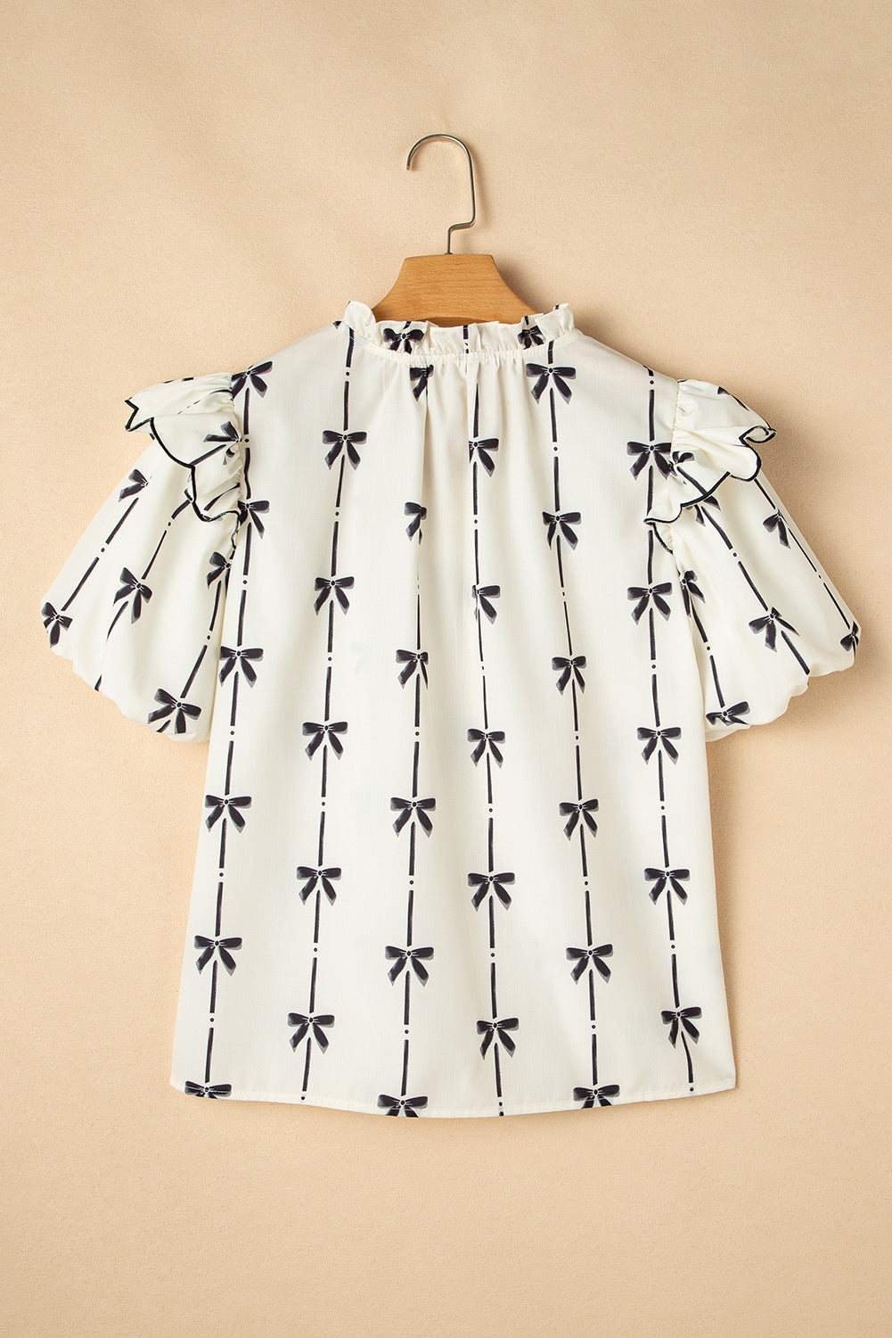 Bubble Sleeve Bow Blouse