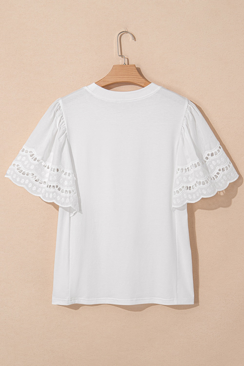 White Embroidered Short Sleeve Tee
