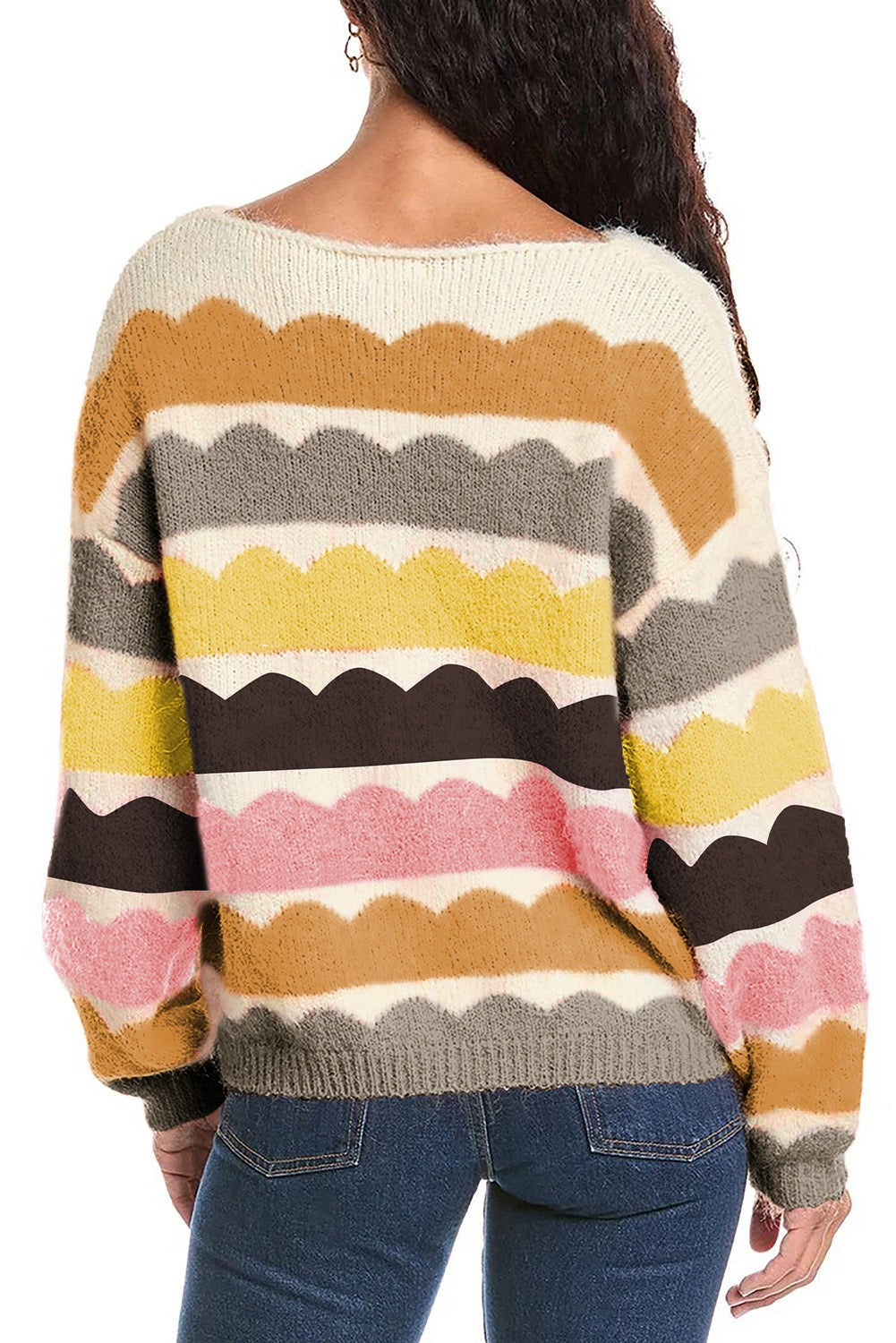 Yellow Wave Striped Sweater