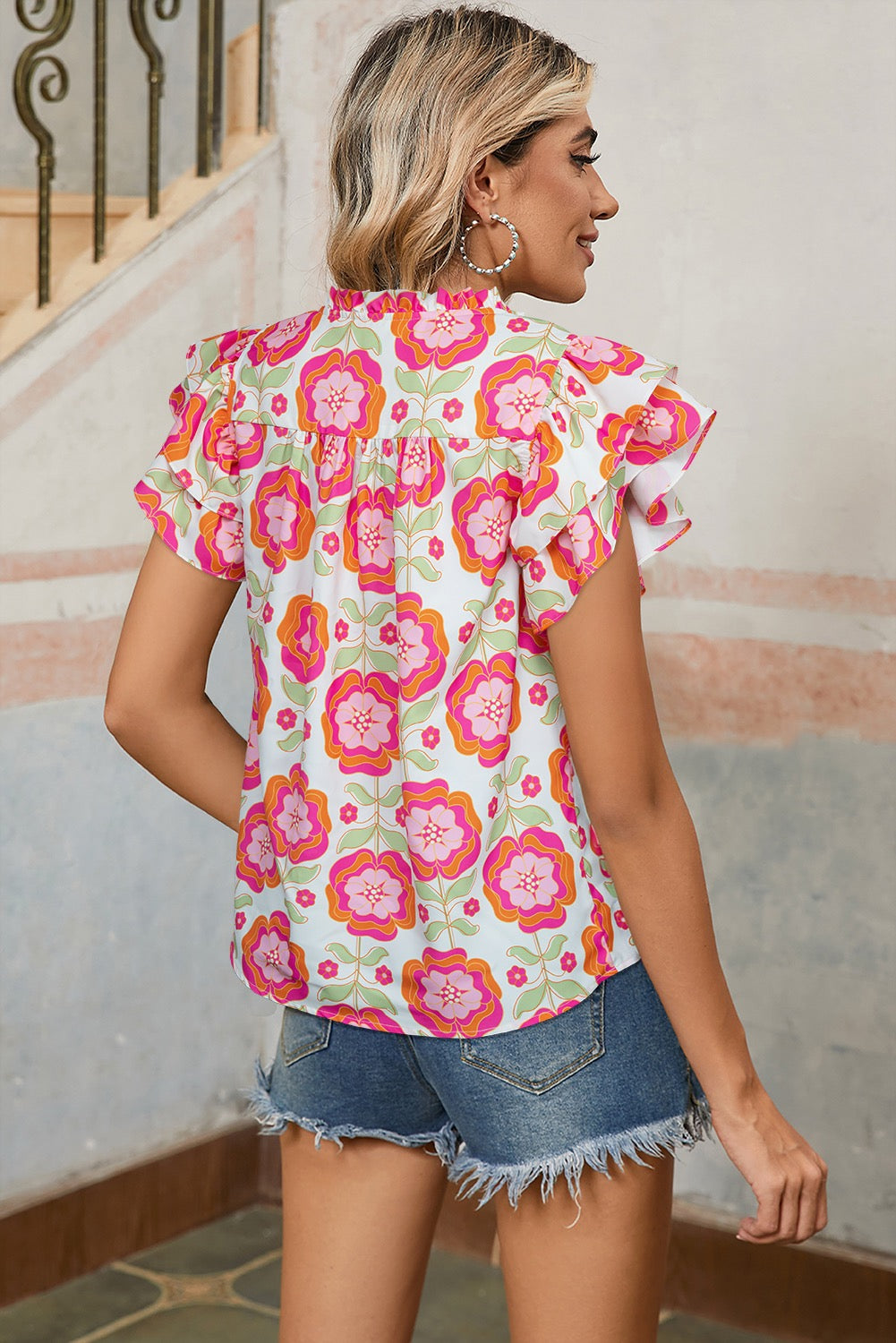 Floral Blouse Ric Rac Trim