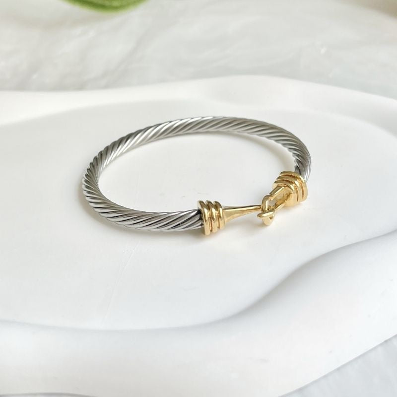 Bangle Wire Bracelet - Silver and Gold