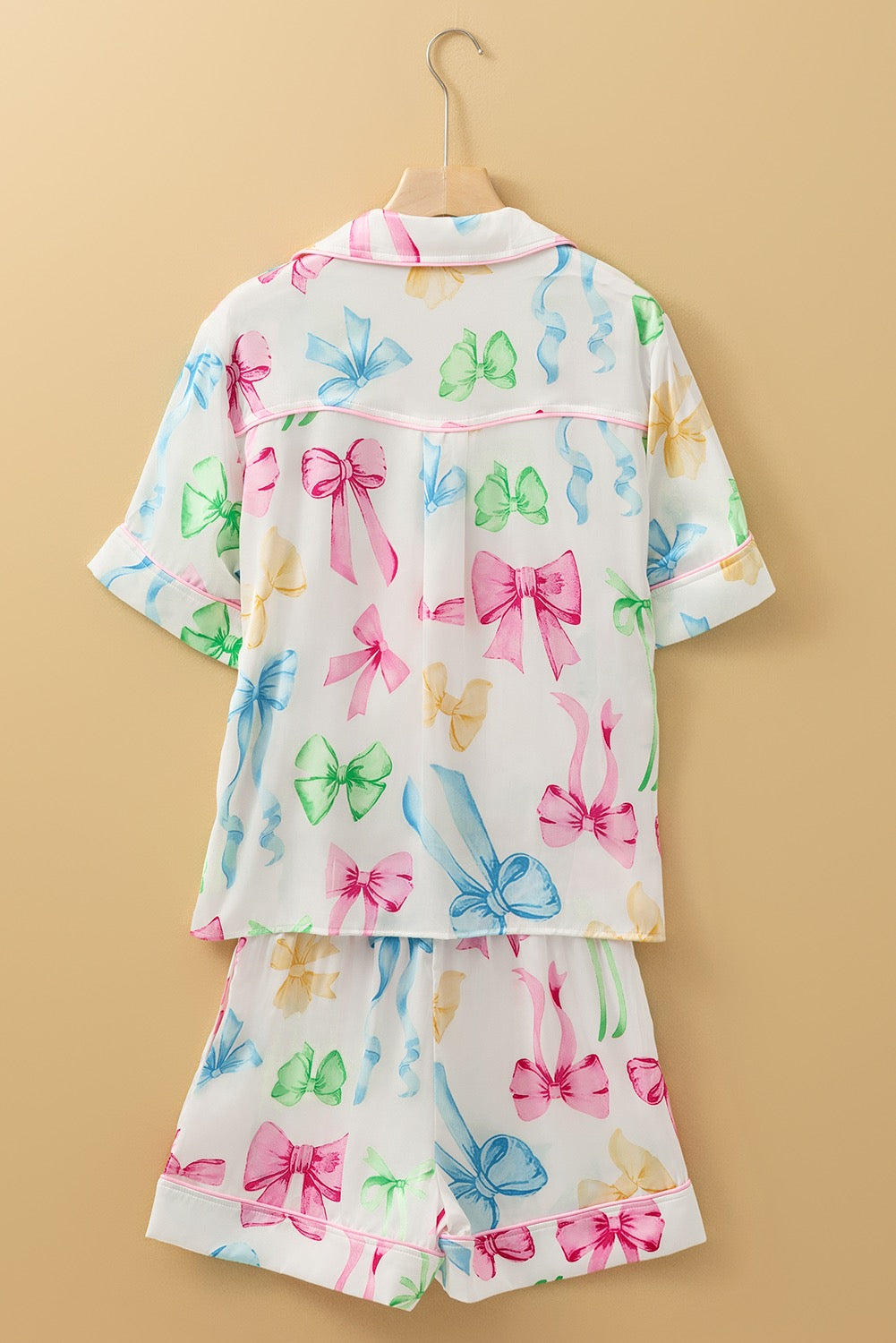 Bow Print Pajama Shorts Set