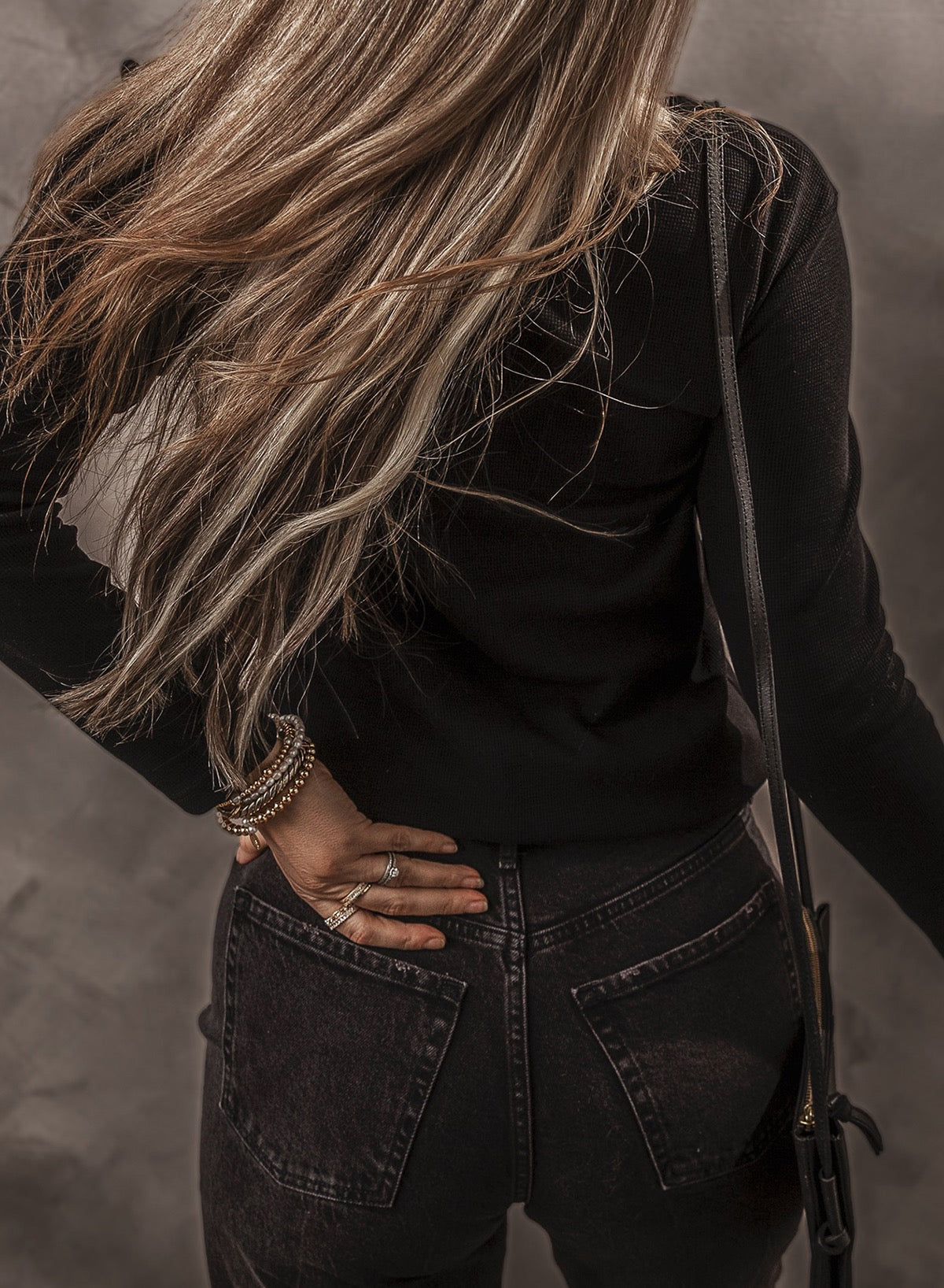 Black Buttoned Rib Top