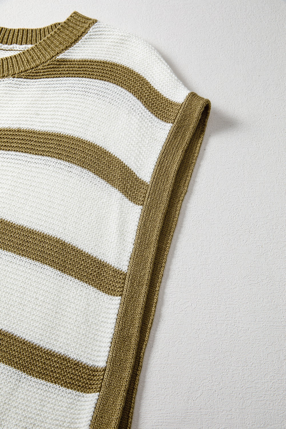 Khaki Stripe Tie Open Side Sweater Knotted Top