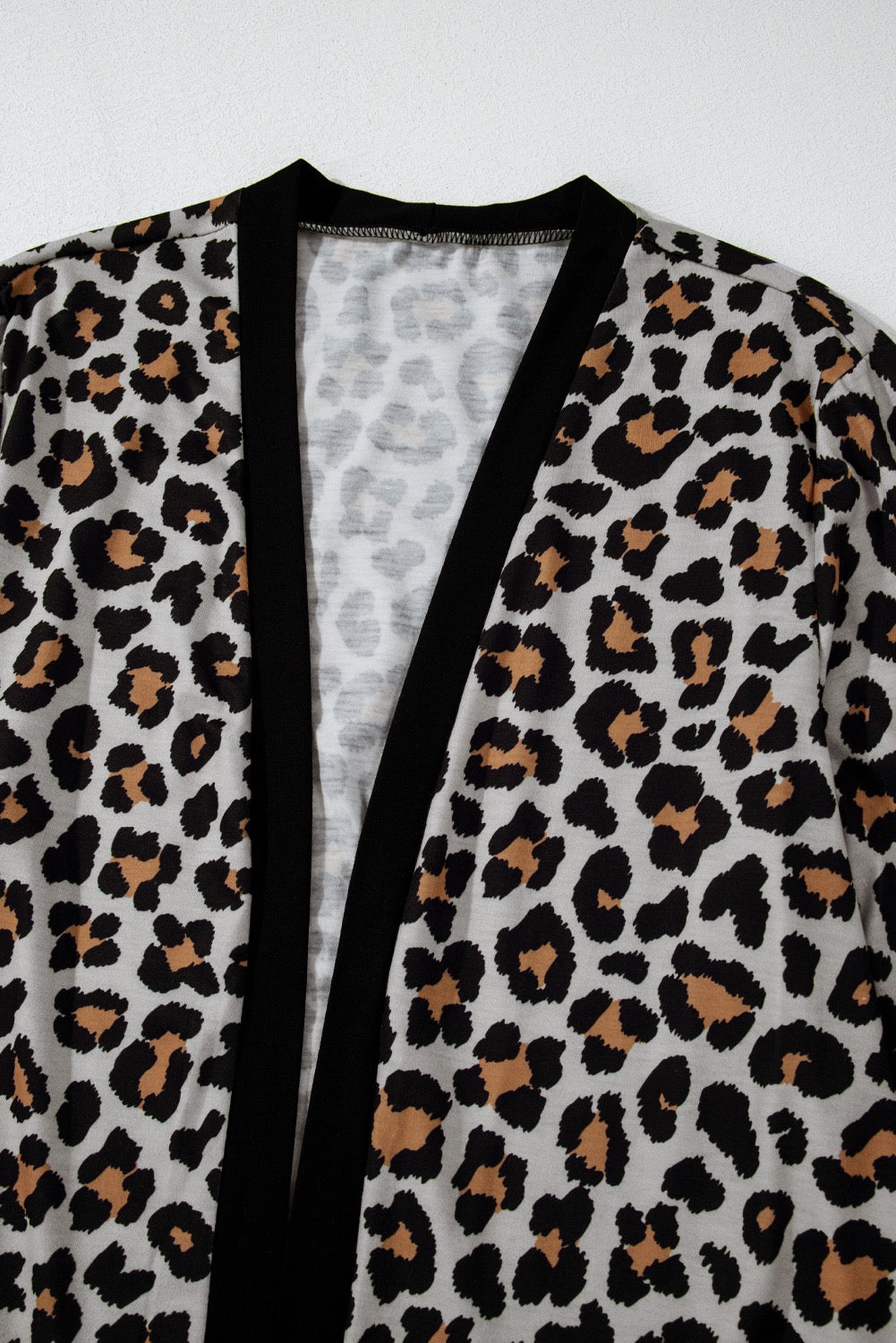 Black Leopard Open Front Cardigan