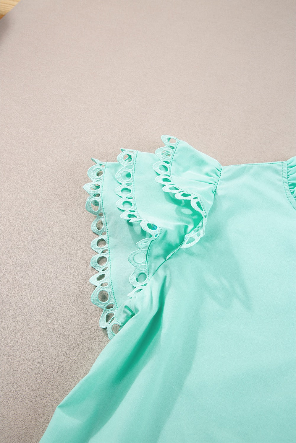 Mint Green Ric Rak Cap Sleeve Blouse