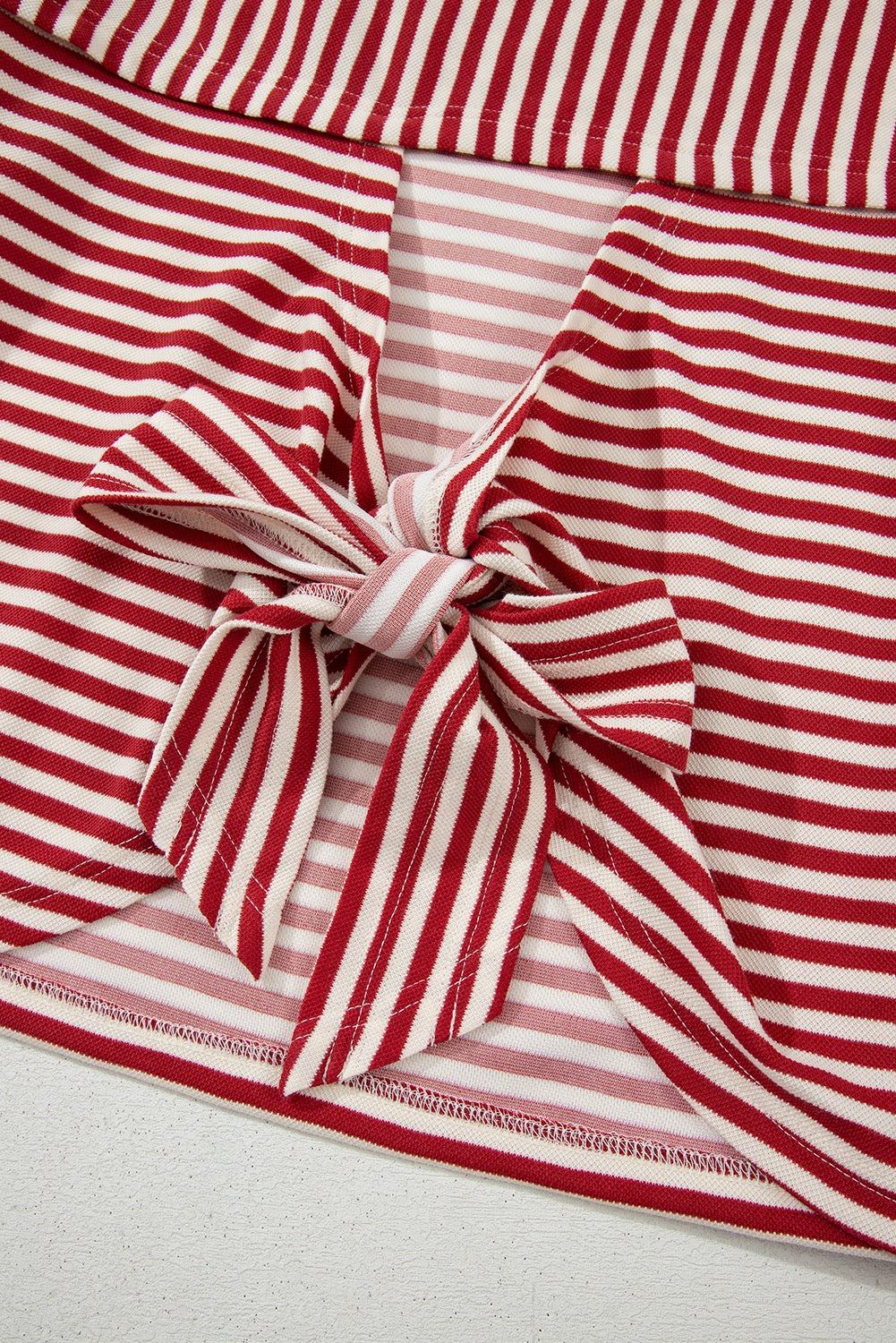 Red Stripe Bow Knot Back Top