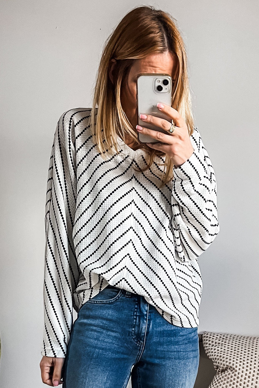 Black Chevron Stripe Top