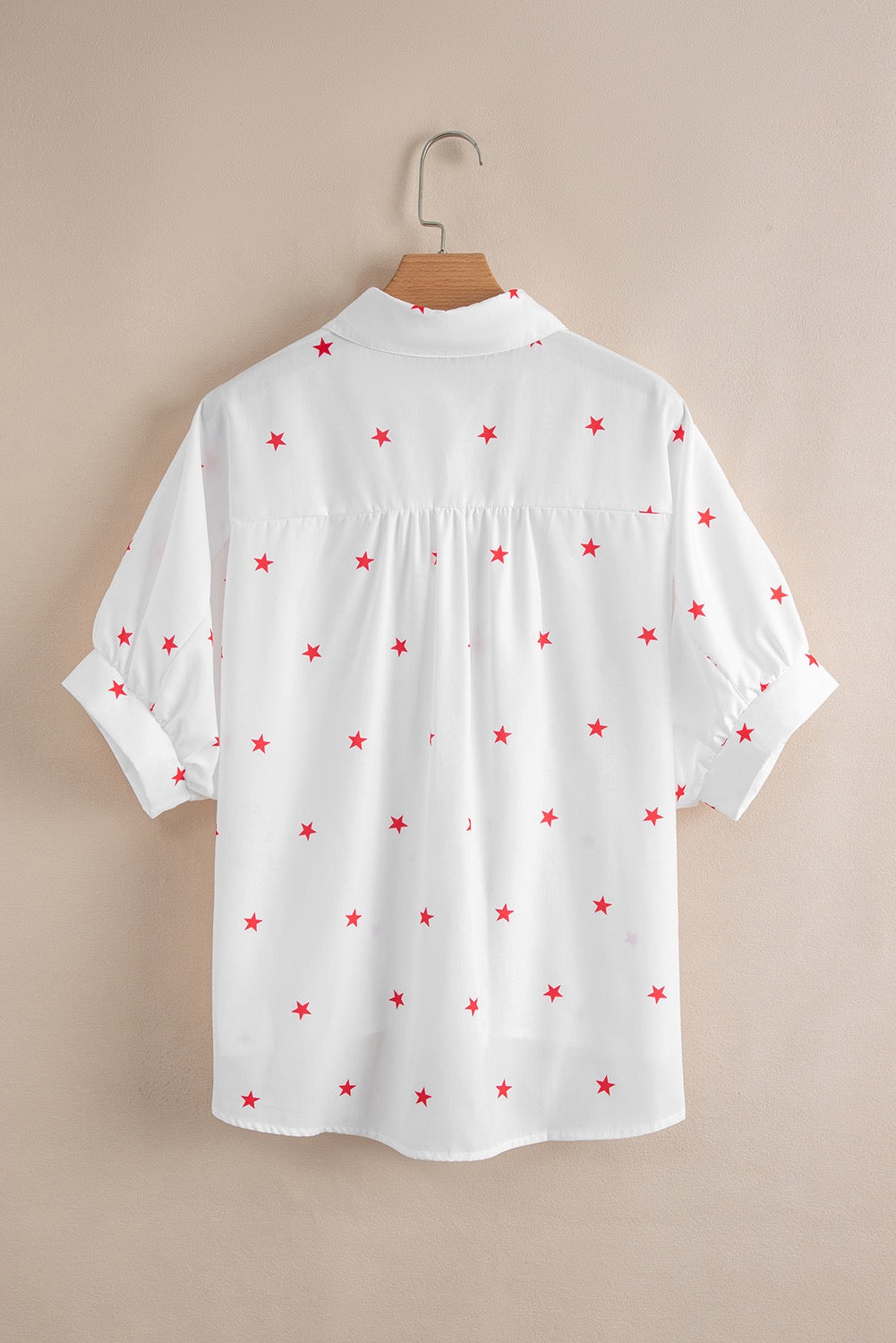 Half Sleeve, Red Stars Loose Fit Shirt