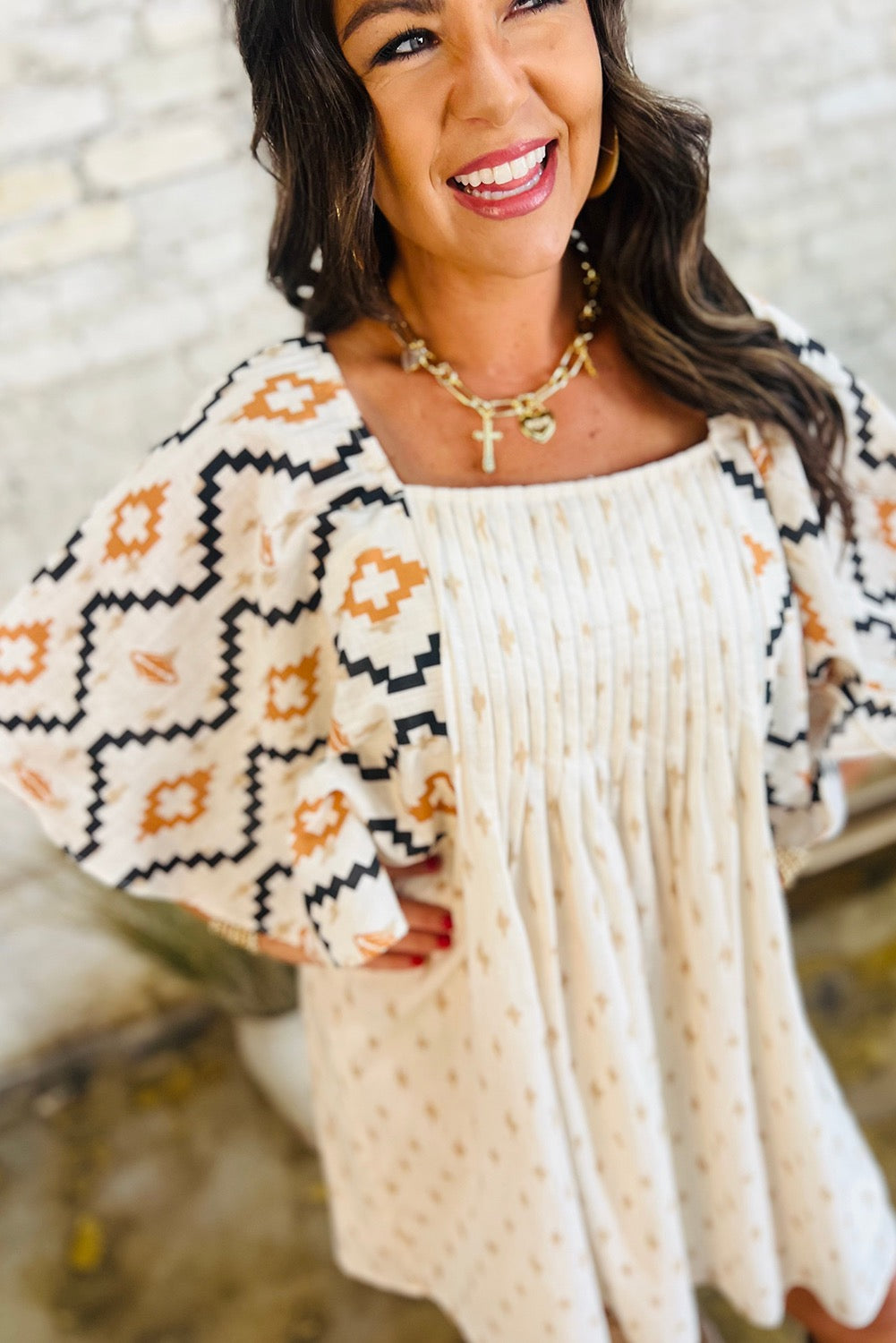 Aztec Print Shift Dress
