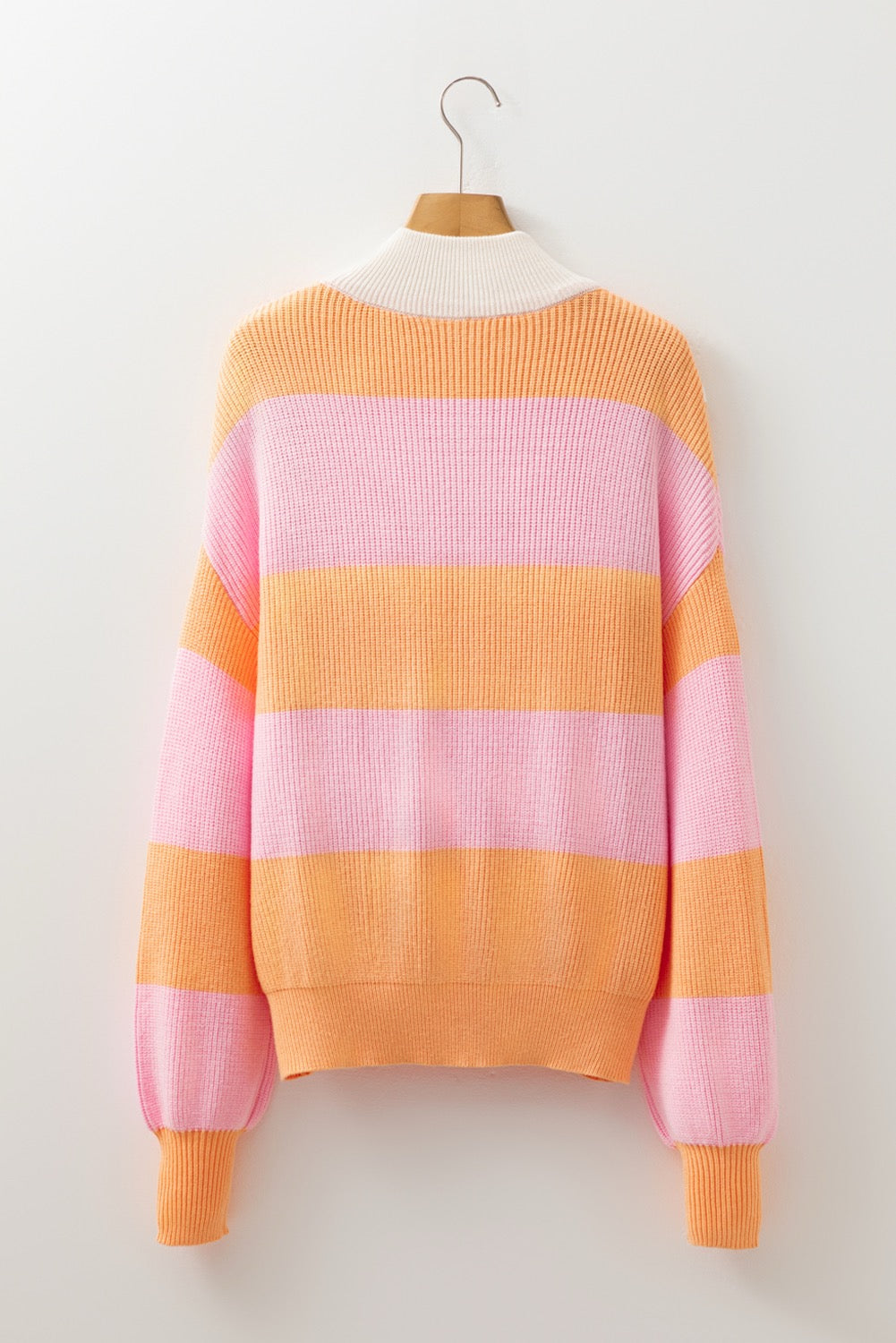 Orange Stripe Half Zip Oversize Sweater