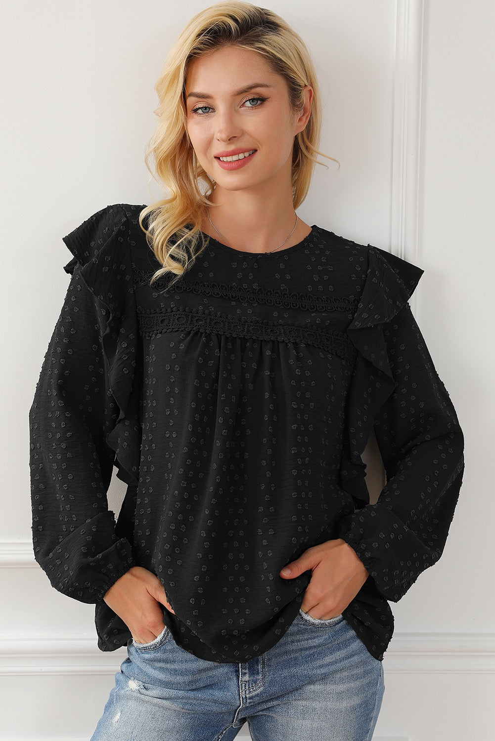 Black Eyelet Blouse