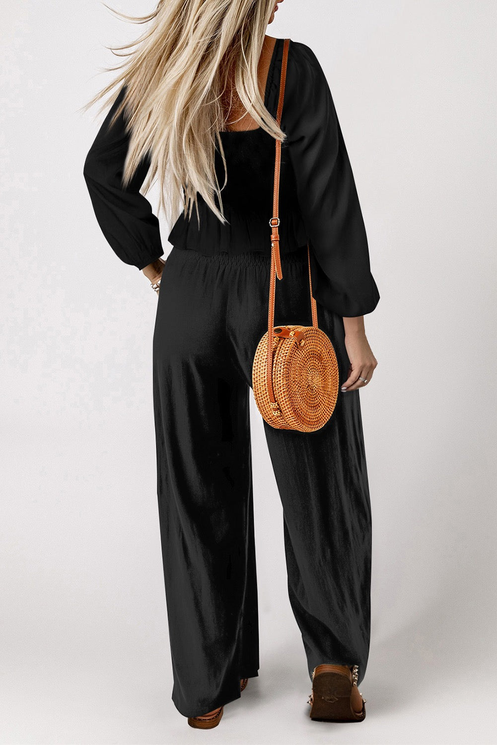 Black Peplum Top and Pant Set