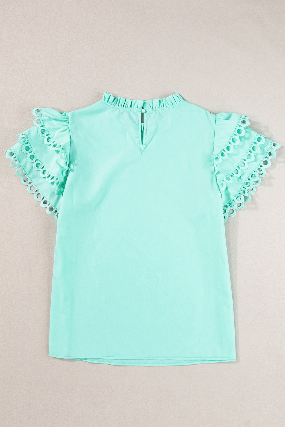Mint Green Ric Rak Cap Sleeve Blouse