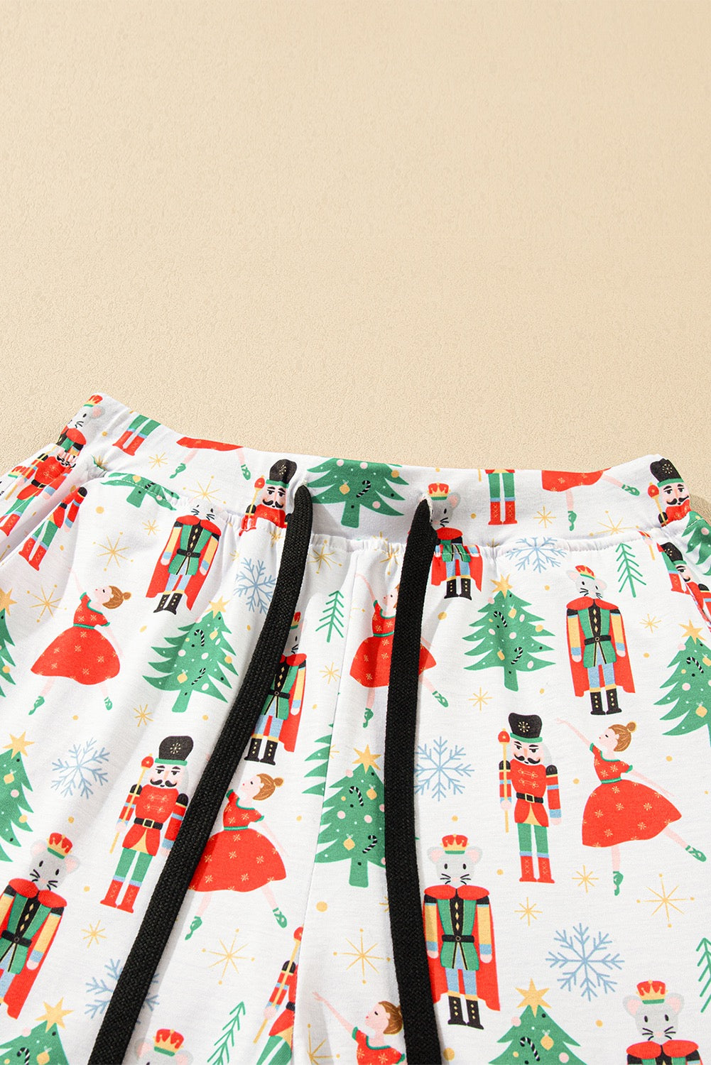 White Christmas Pattern Two Piece Pajama Set