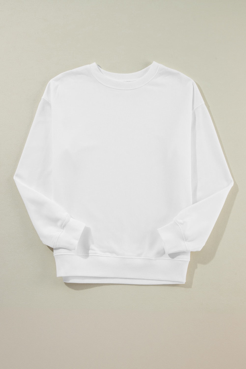 White Basic Crewneck Sweatshirt