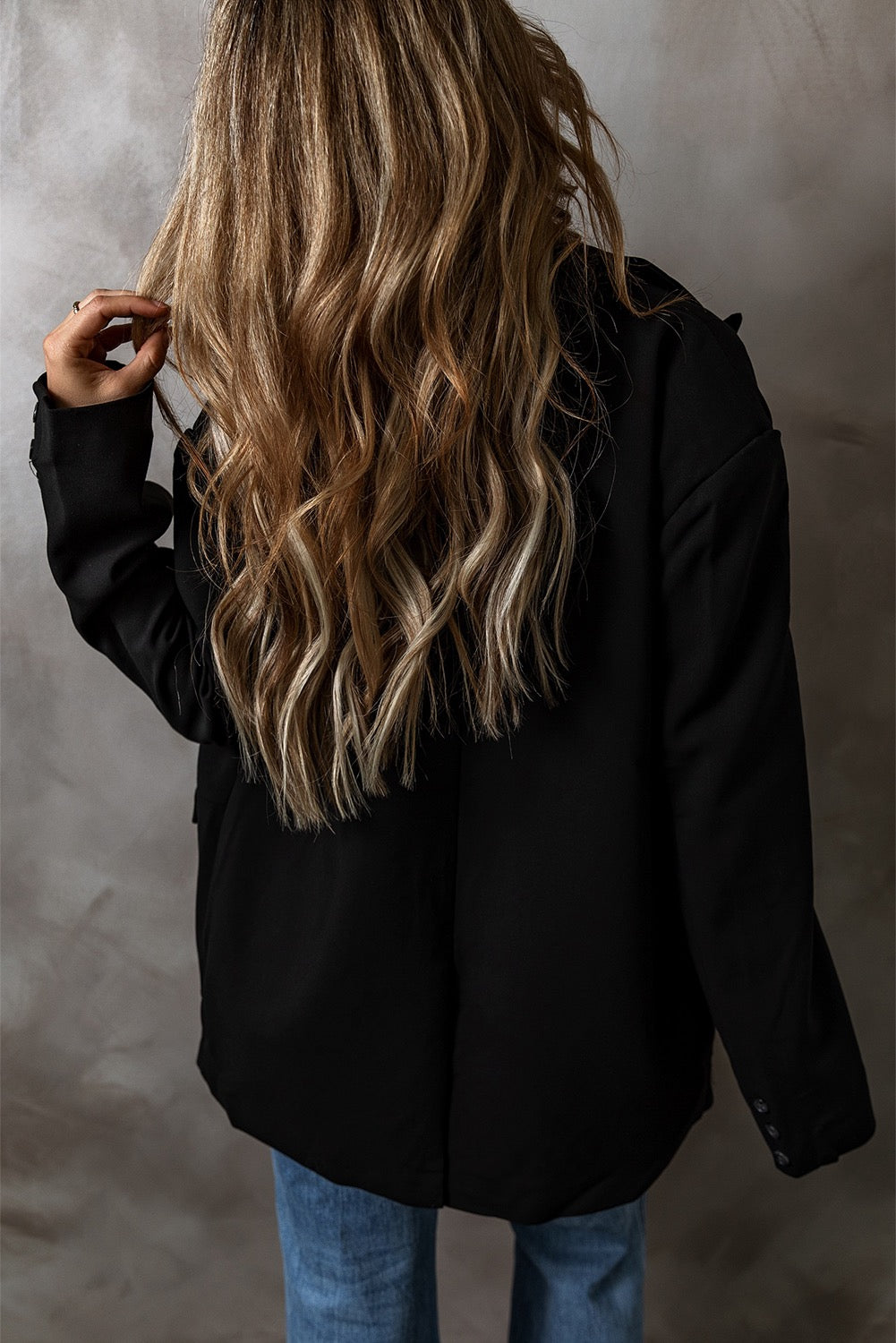 Black Button Front Blazer