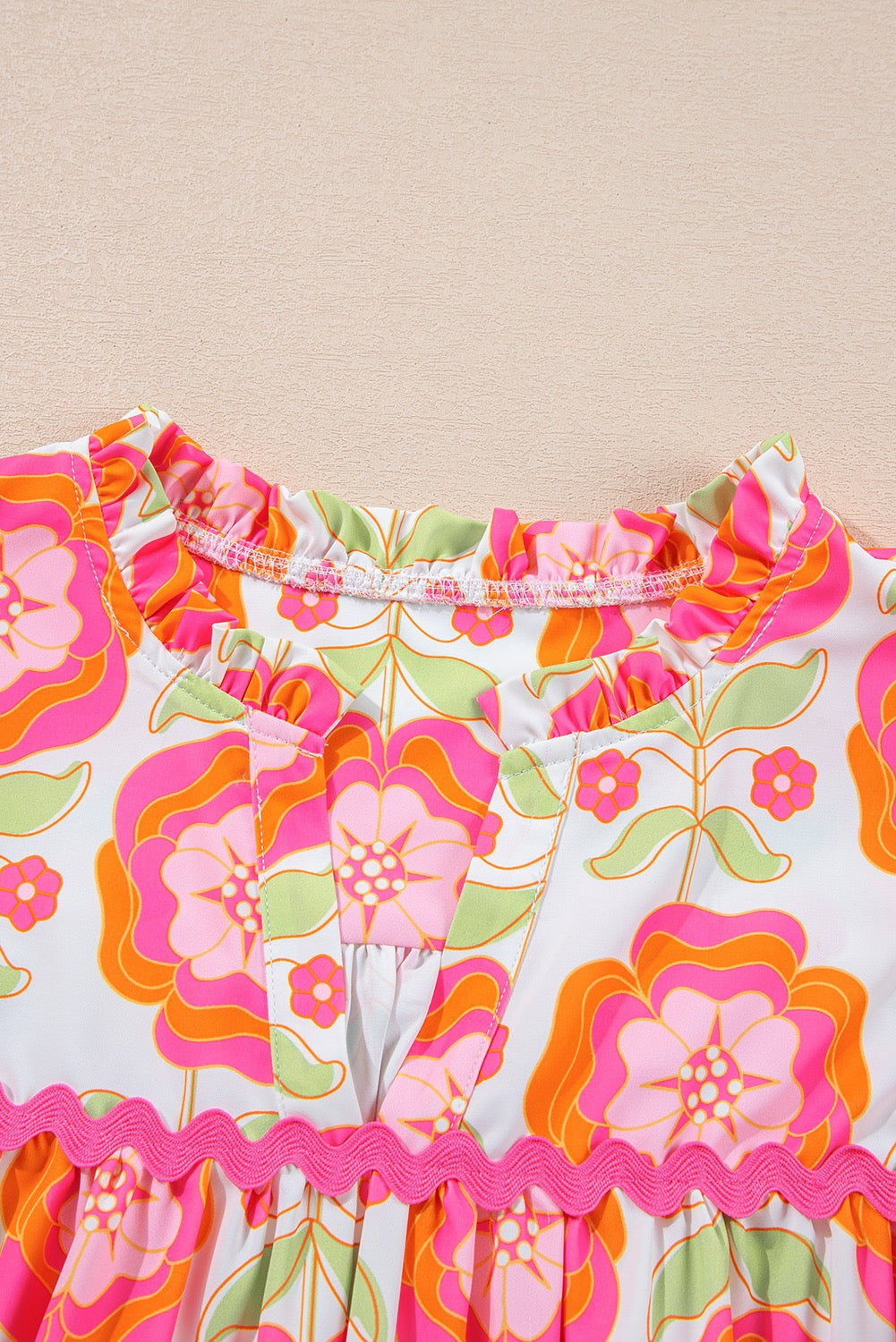 Floral Blouse Ric Rac Trim