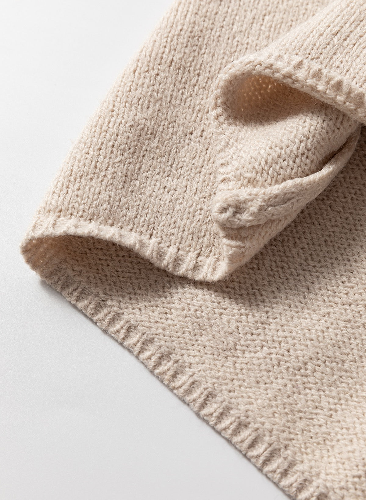 Beige Knitted Long Cardigan