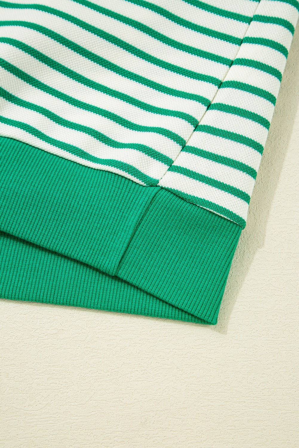 Bright Green Striped Exposed Seam Patchwork Loose Pullover