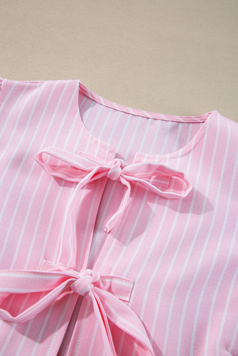Pink and White Stripe Tie Top