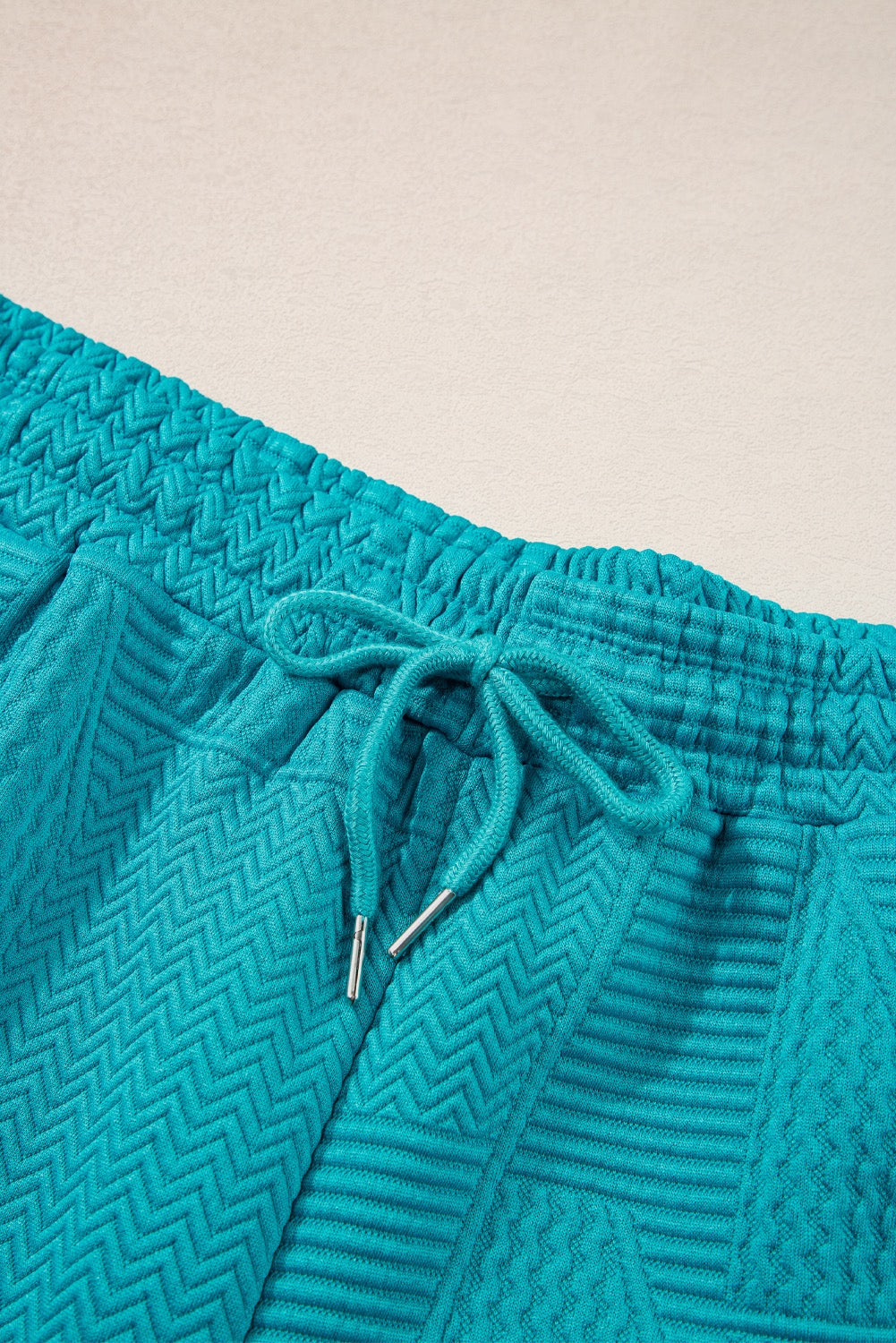 Turquoise Ruffle Sleeve Textured Shorts Set