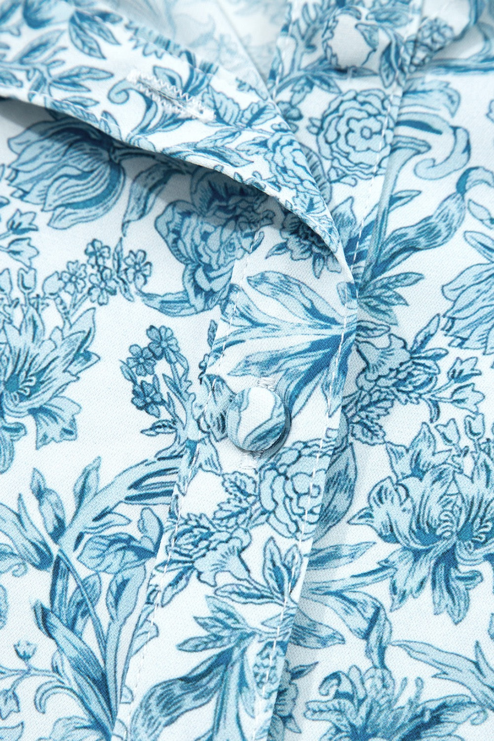 Blue All Over Floral Puff Sleeve Shirt