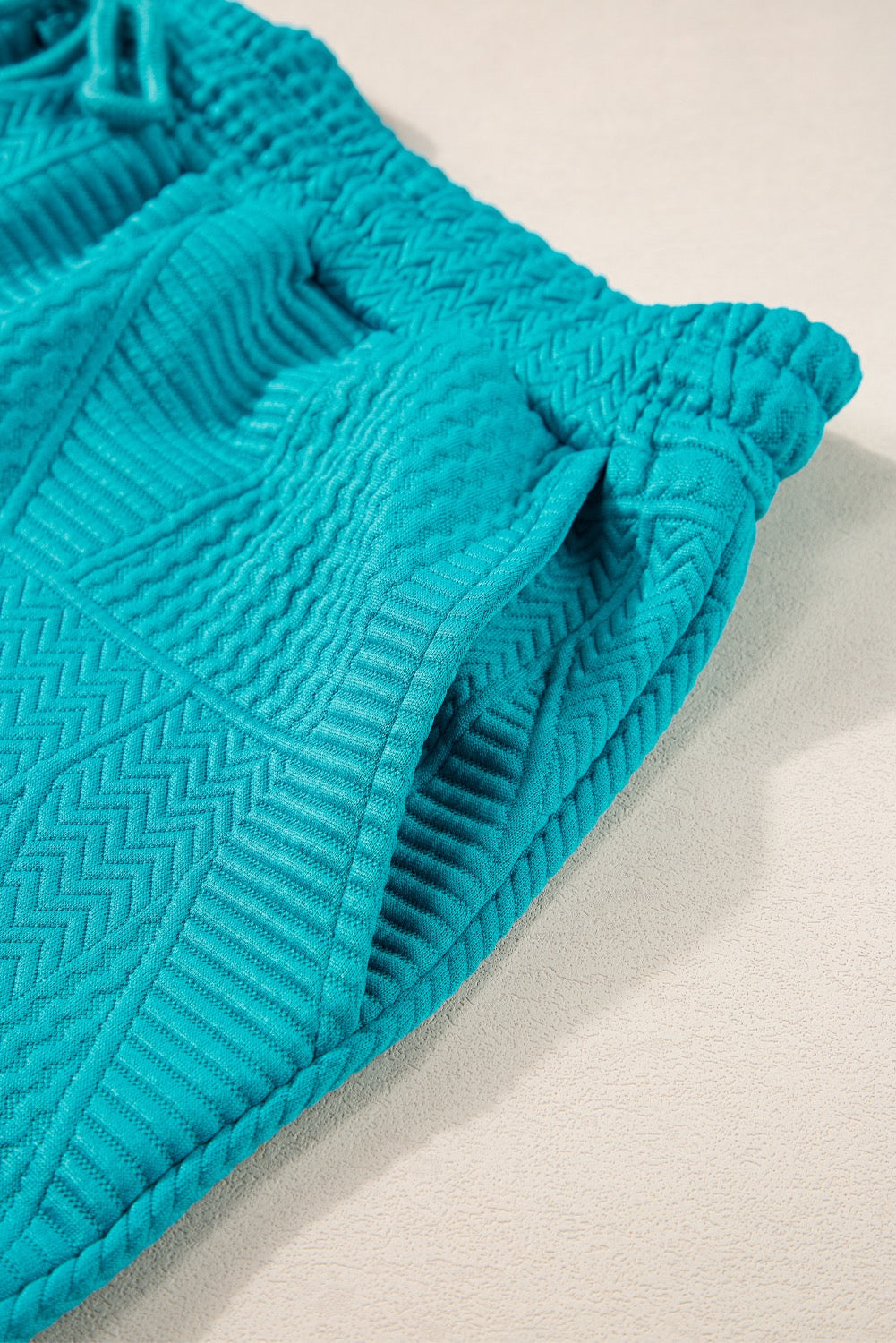 Turquoise Ruffle Sleeve Textured Shorts Set