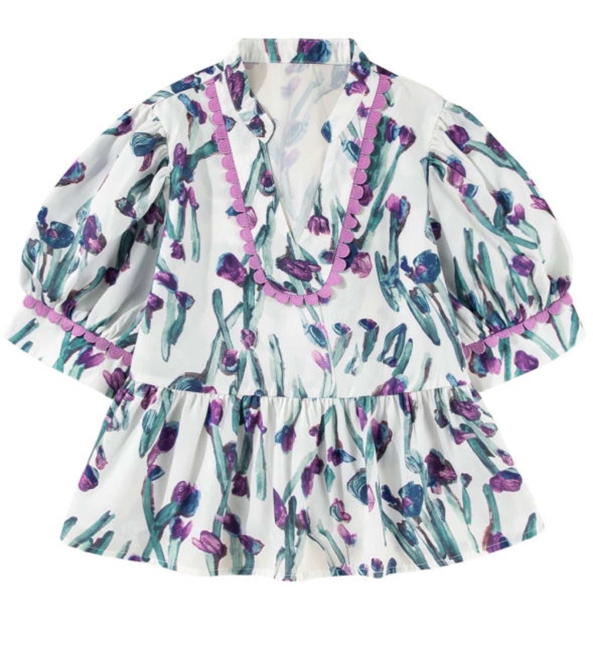 Purple Floral Ric Rac Trim