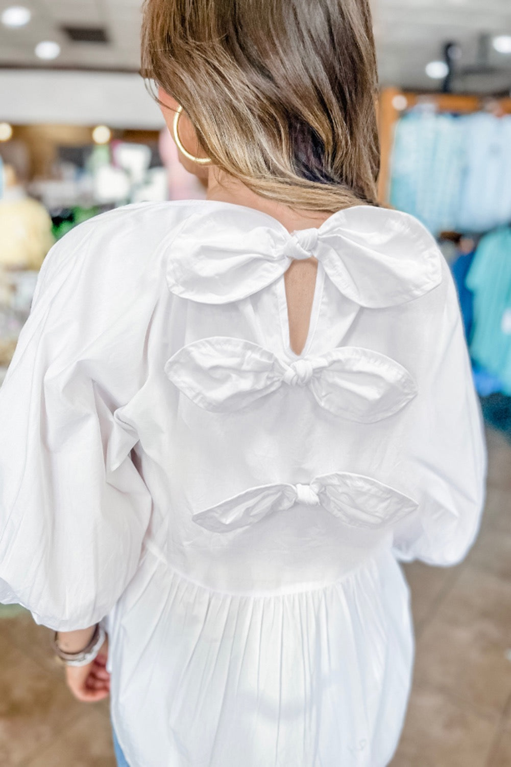 Back Bow Detail White Top