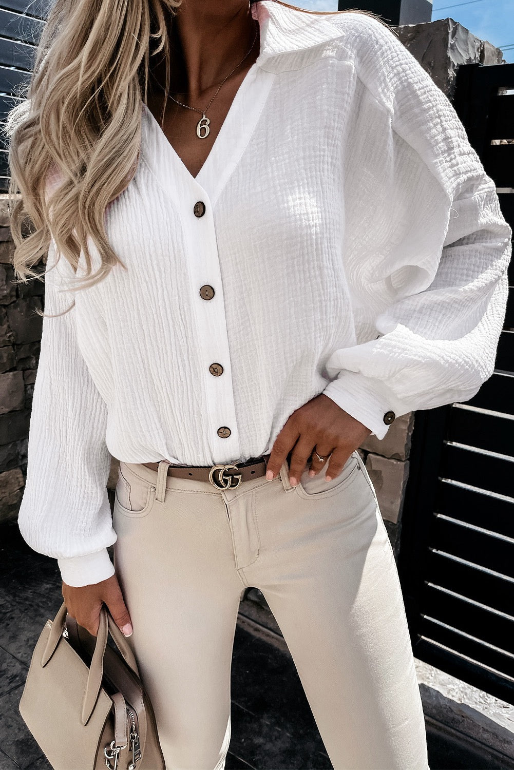 White Crinkled Shirt