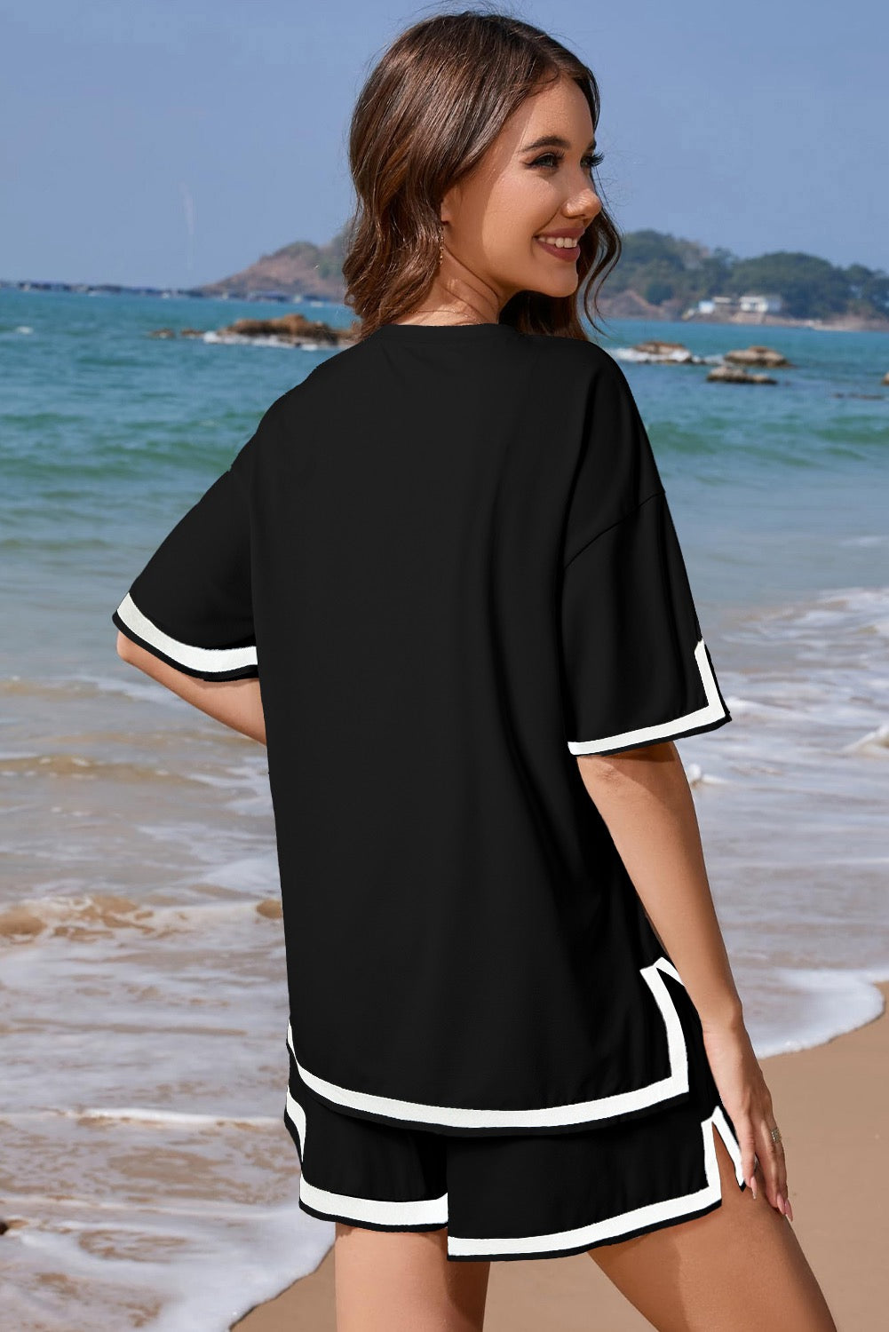 Black and White Shorts Set
