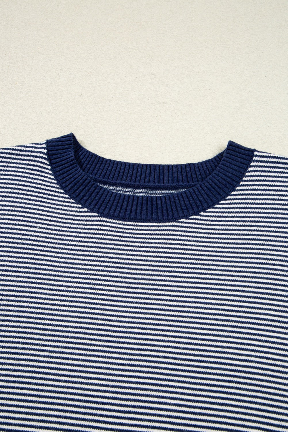 Blue Stripe Color Block Patchwork Dolman Oversize Tunic