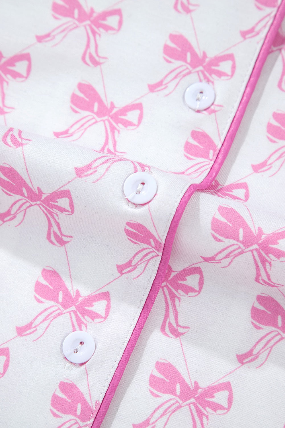 Pink Bow Ruffle Hem Short Set