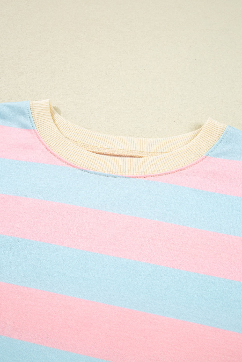 Sky Blue Stripe Drop Shoulder Crewneck Plus Size Sweatshirt