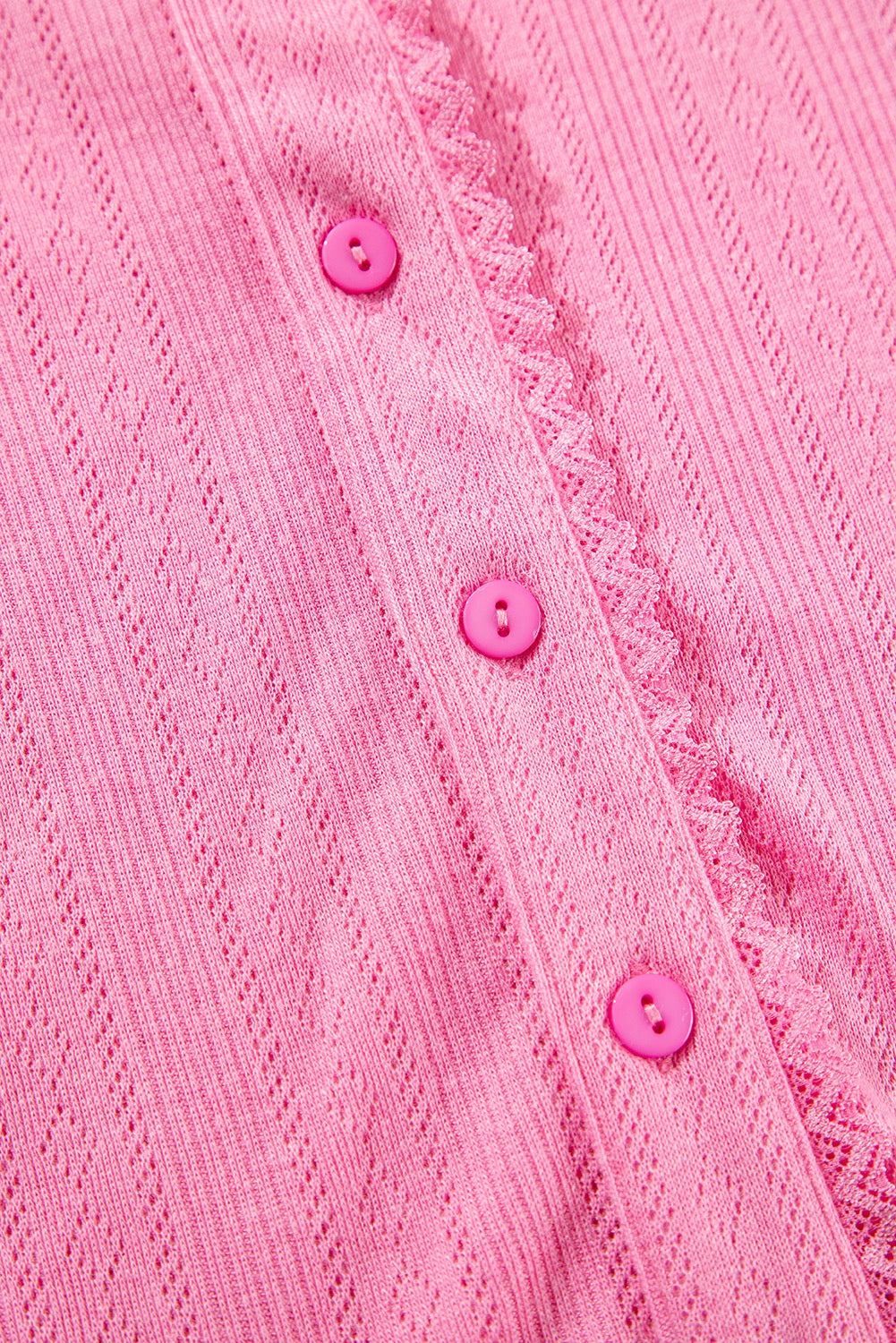 Hot Pink Texture Cropped Cami Shorts and Cardigan 3pcs Lounge Set