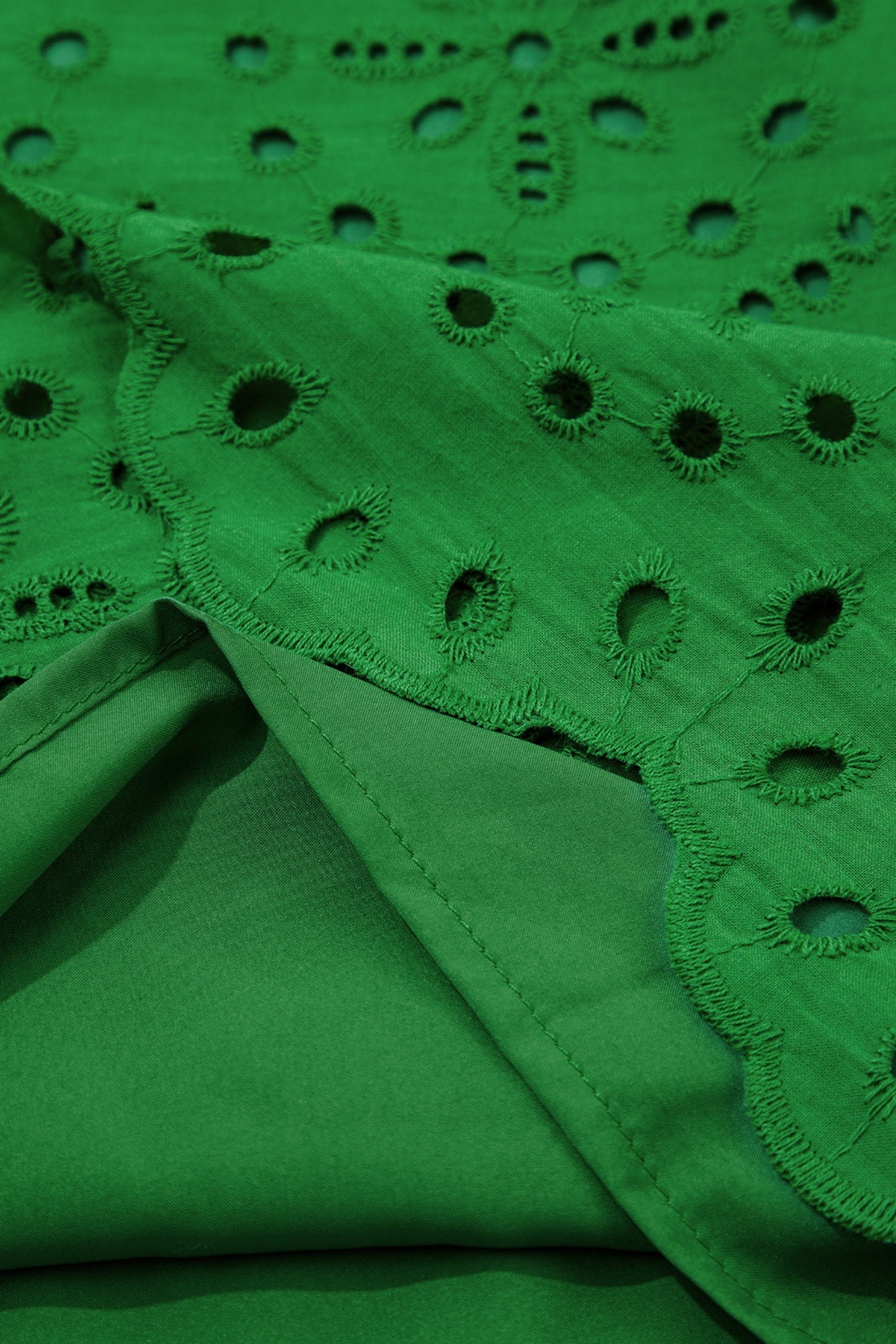 Green Eyelet Embroidered Shirt Dress