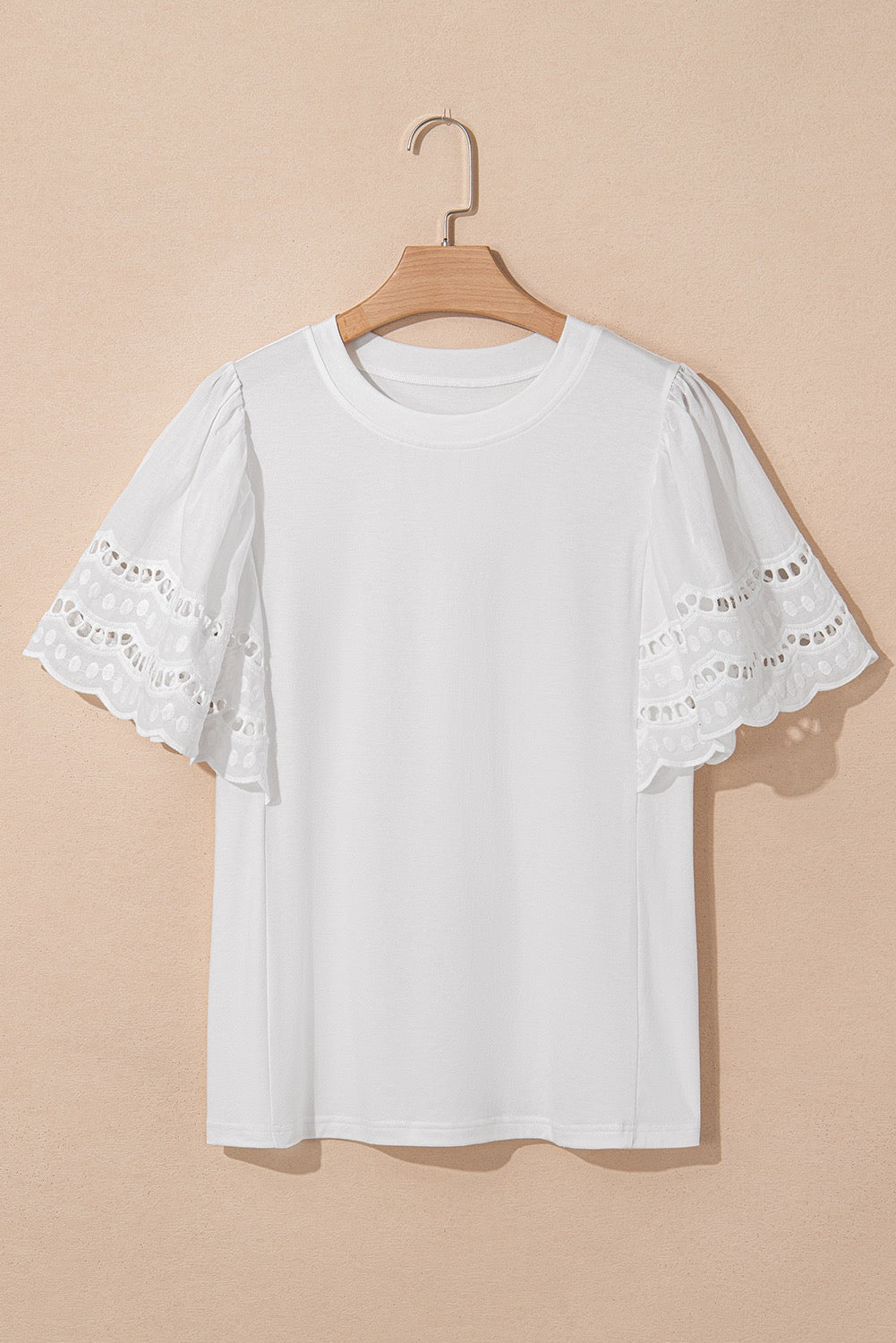 White Embroidered Short Sleeve Tee