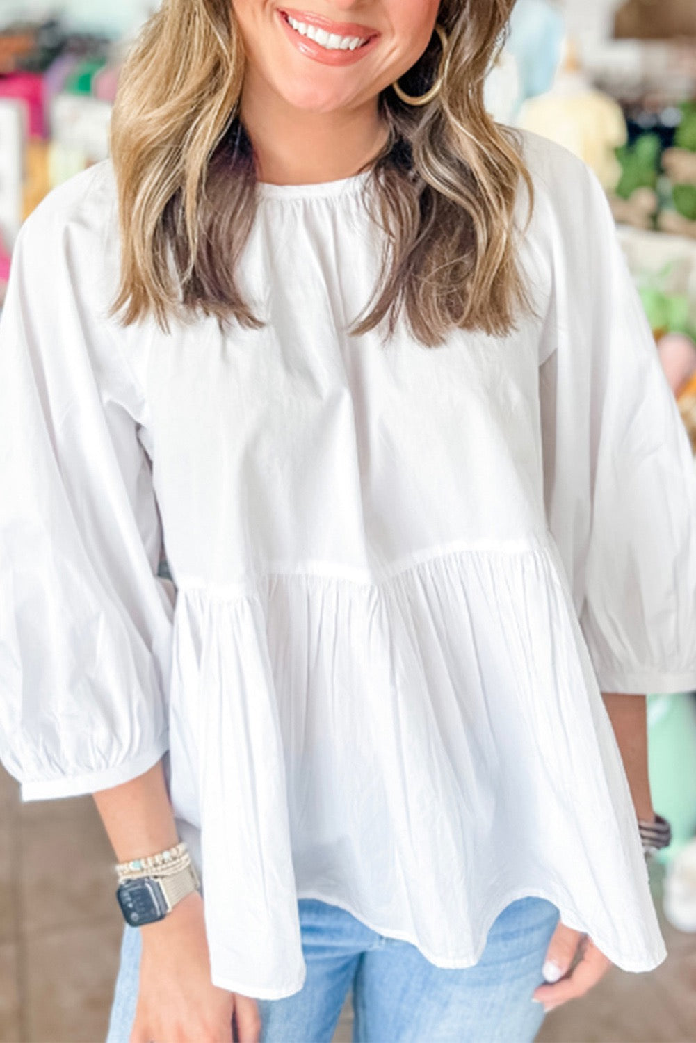 Back Bow Detail White Top