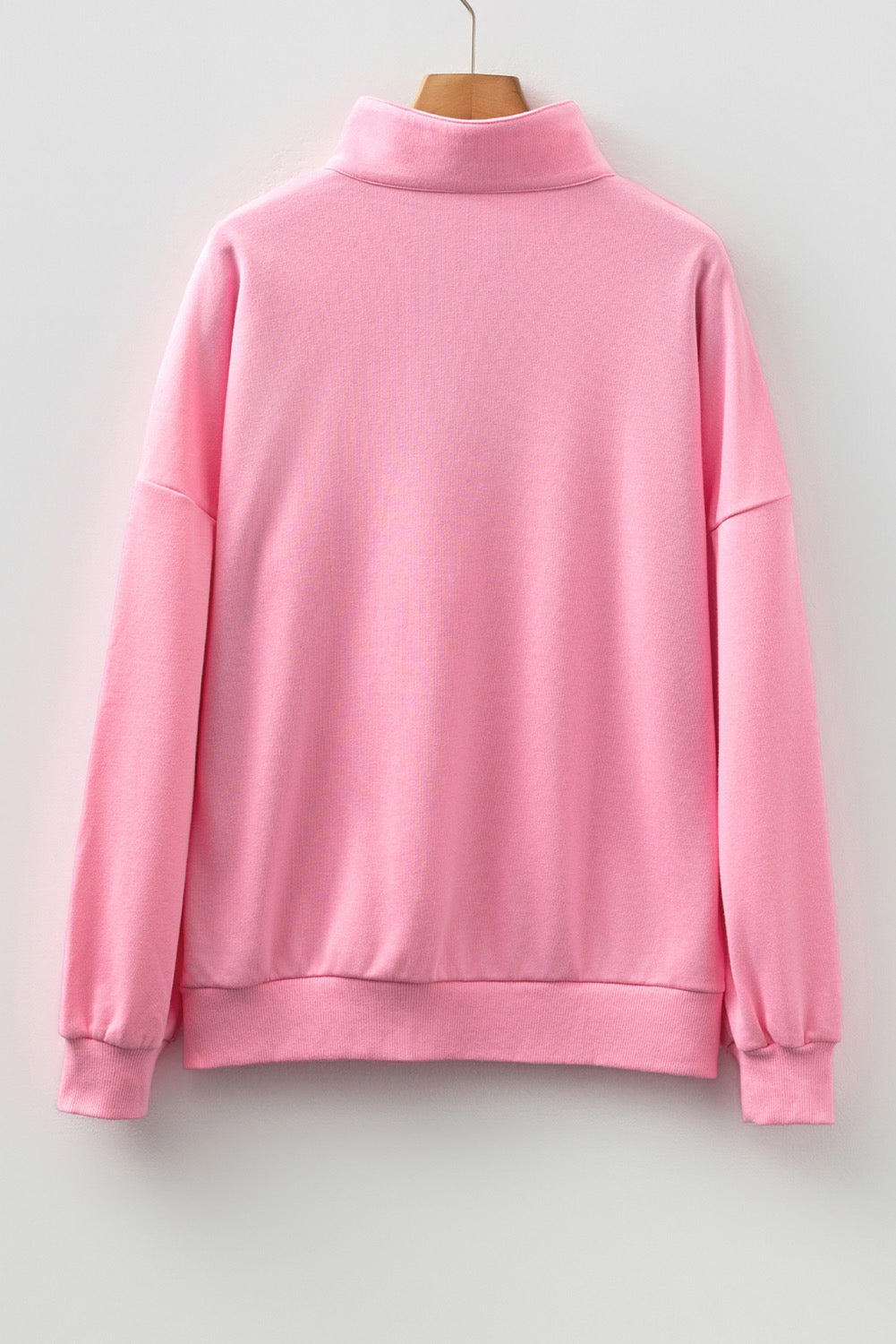 Sachet Pink Contrast Patchwork Zip Collar Sequin Christmas Tree Graphic Sweatshirt