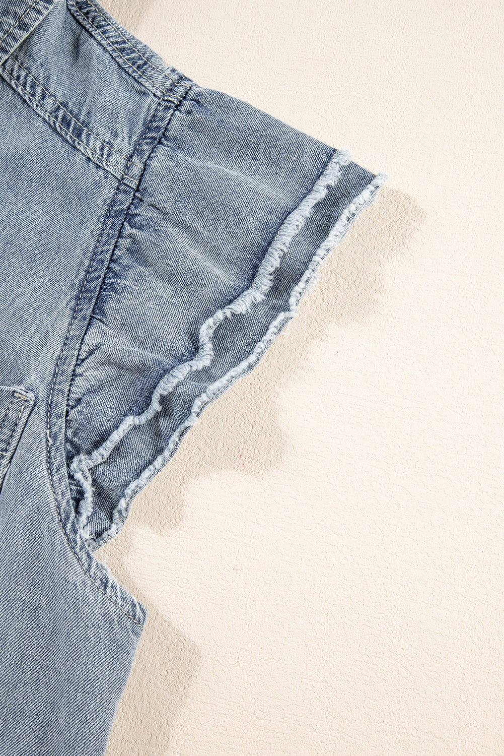 Frayed Ruffle Denim Shirt