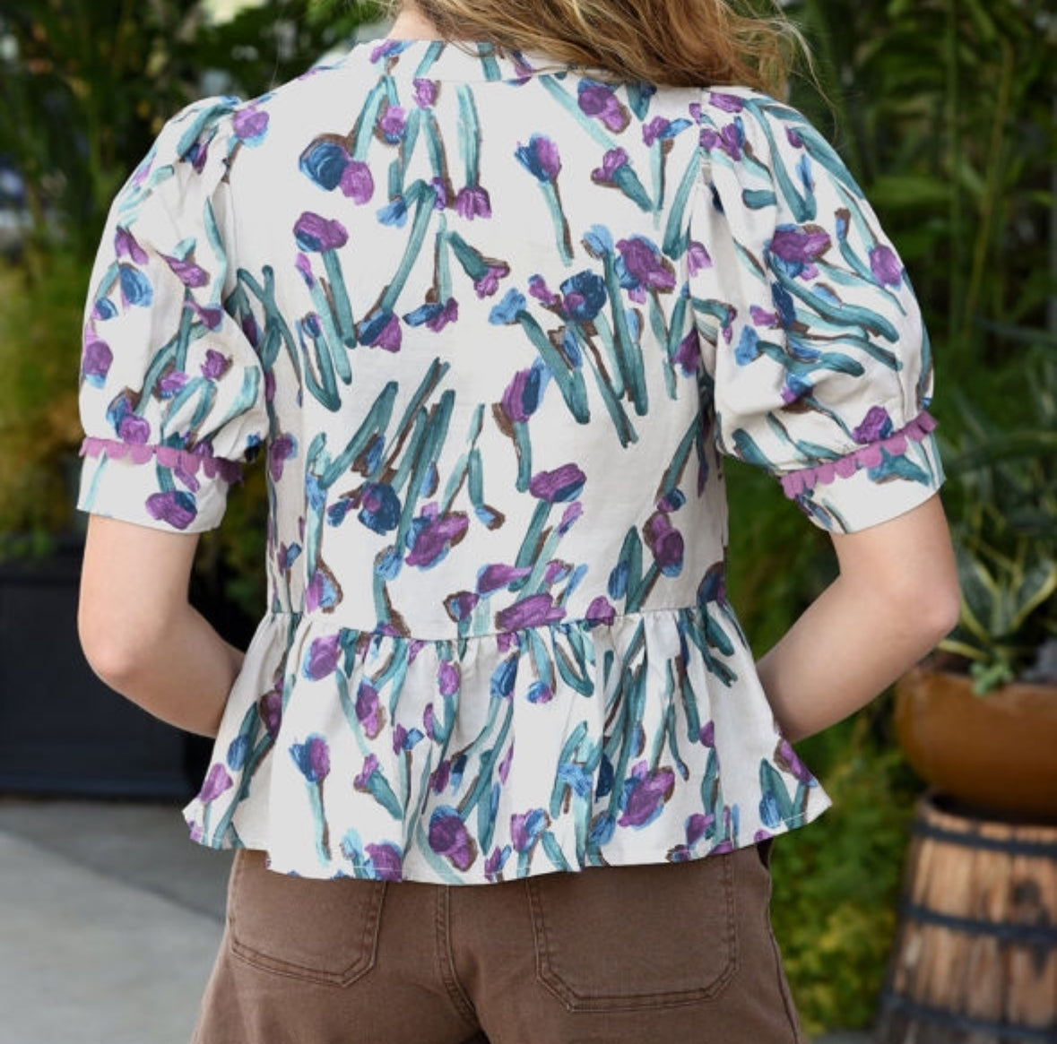 Purple Floral Ric Rac Trim