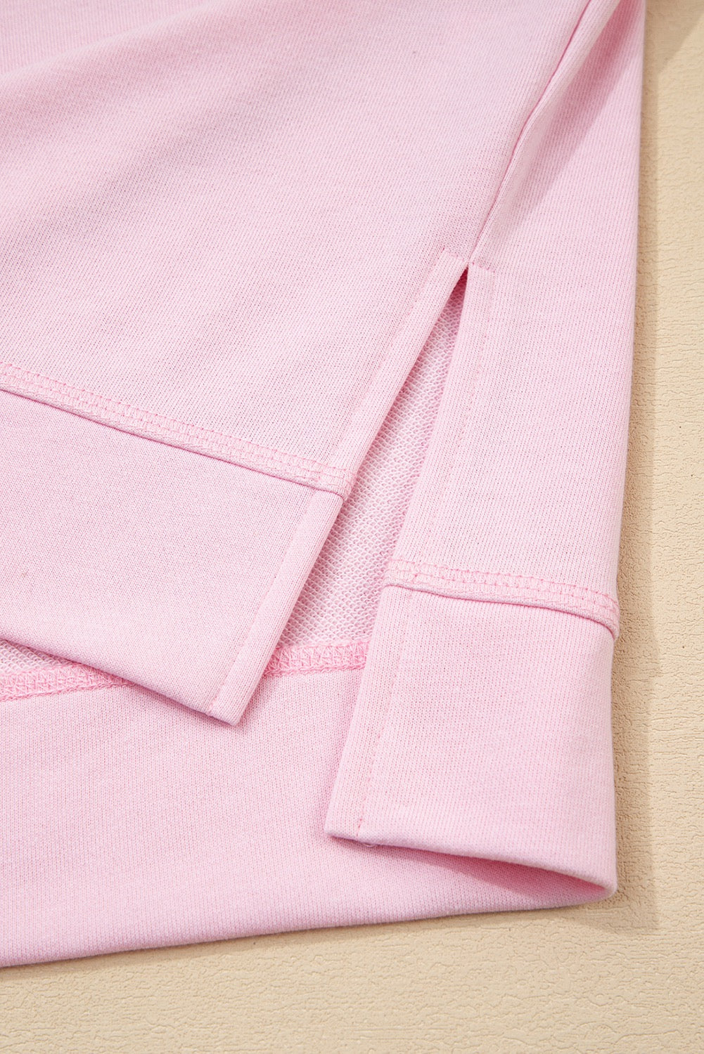 Pink Striped Patchwork Raglan Pullover Top with Slits