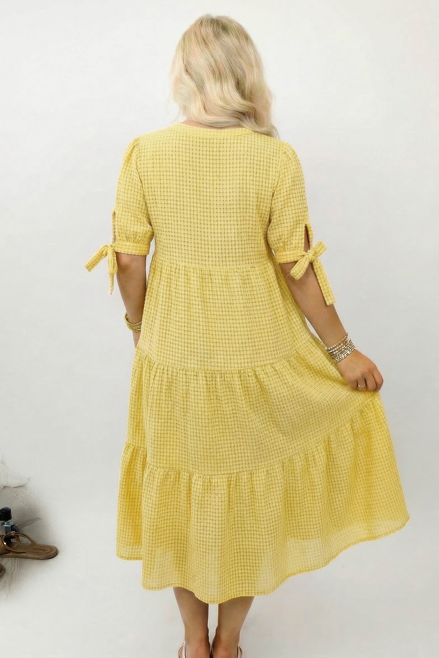 Yellow Gingham Maxi Dress