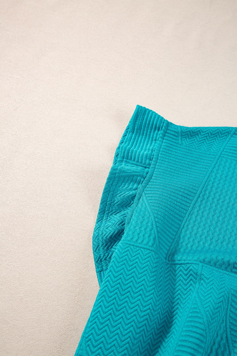 Turquoise Ruffle Sleeve Textured Shorts Set